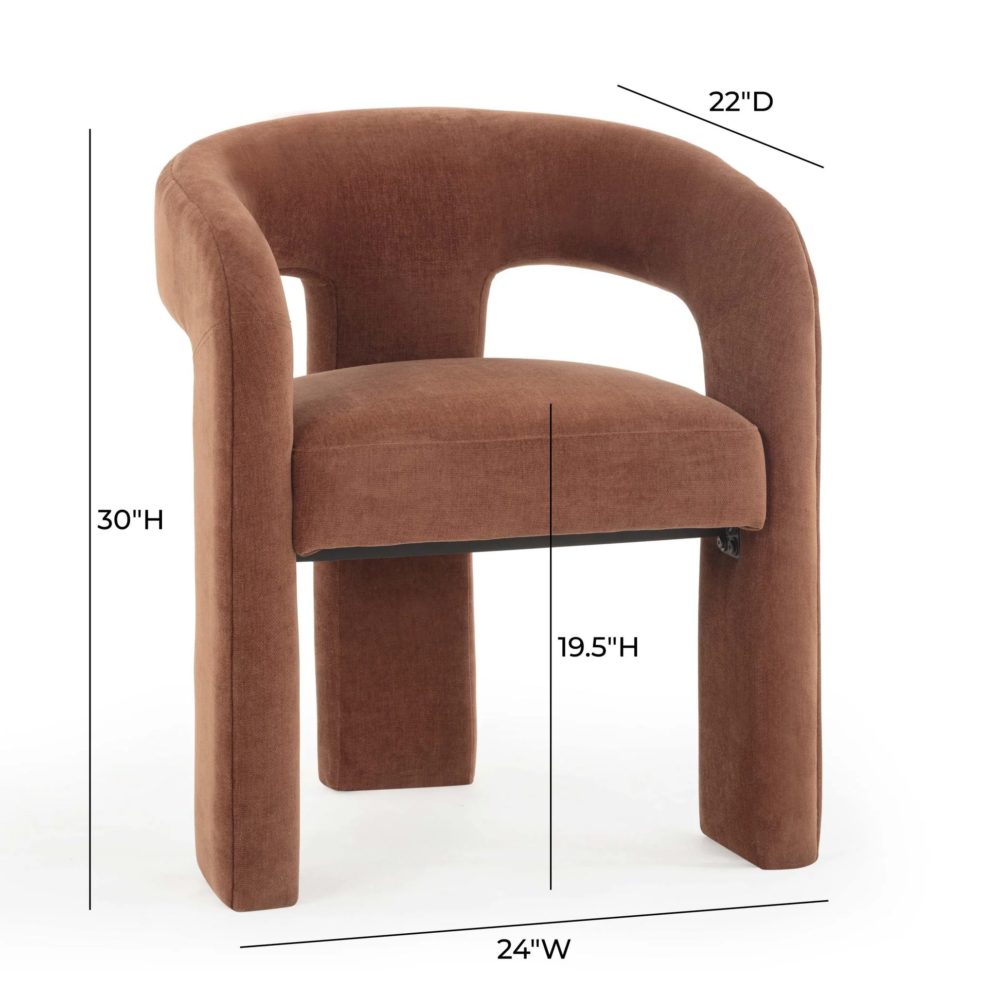 Malone Rust Red Performance Chenille Dining Chair - Image 6