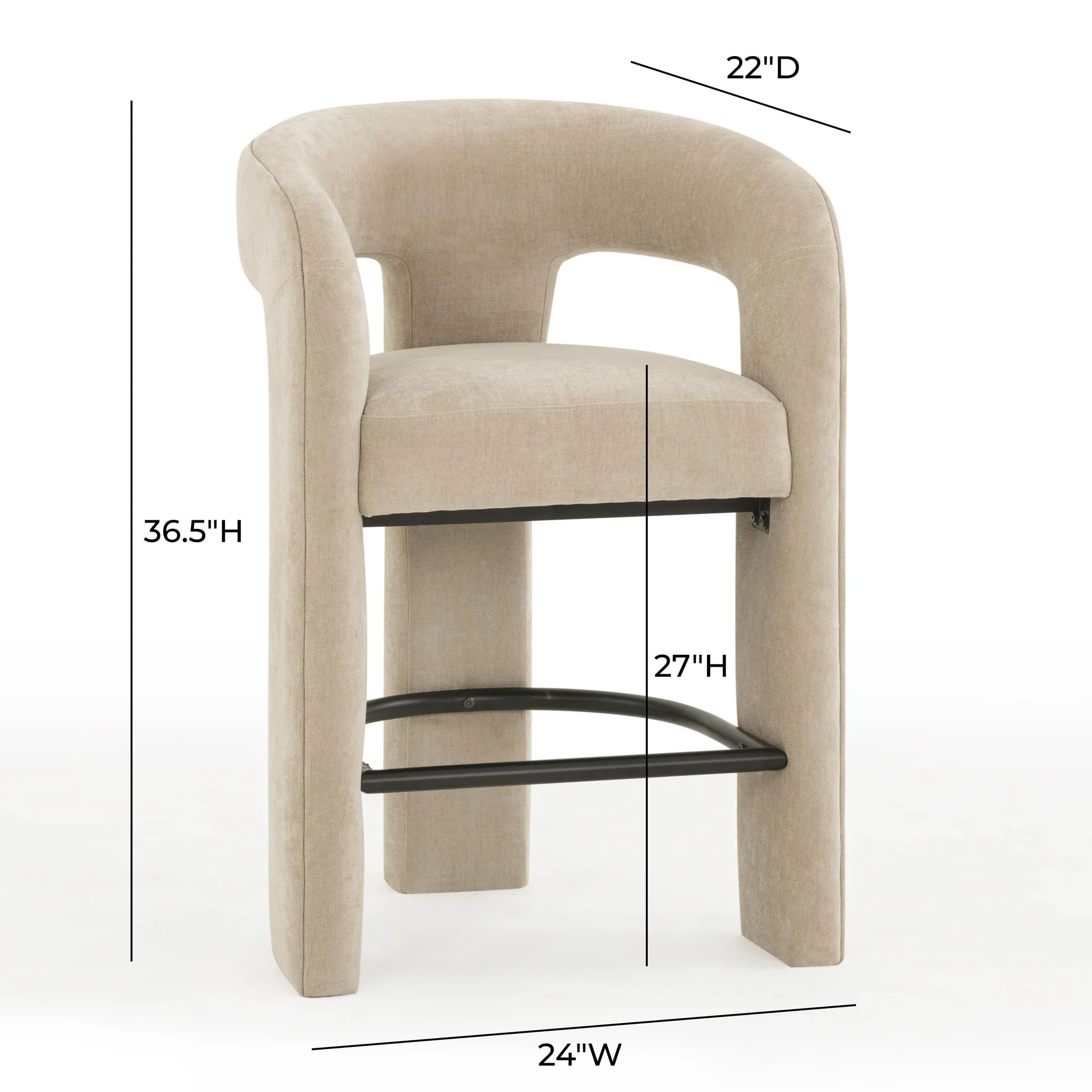 Malone Taupe Performance Chenille Counter Stool - Image 6