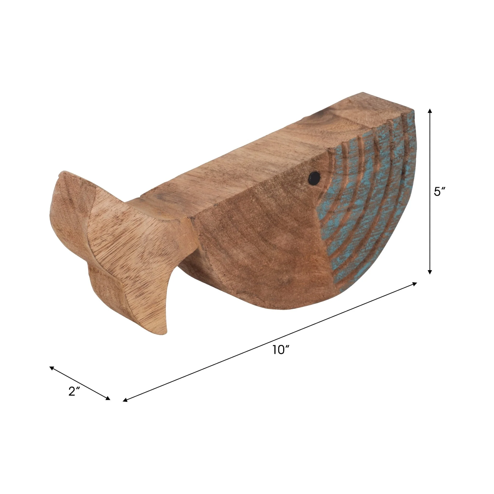 Mango Wood 10", Fish Log, Brown/blue - Image 8