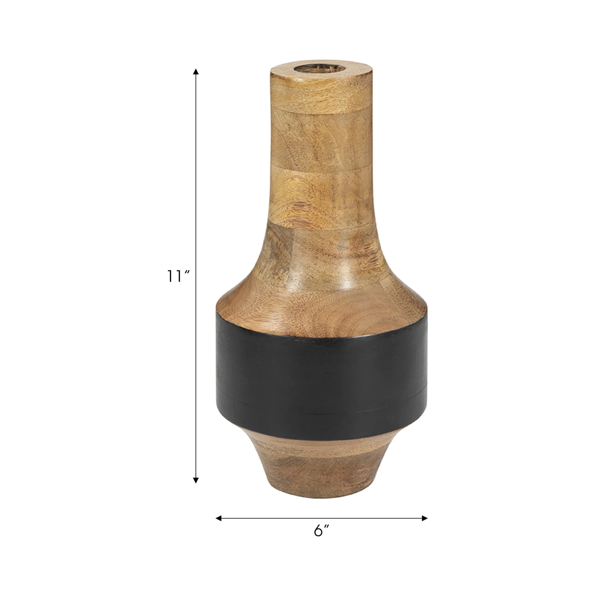 Mango Wood, 11" 2-tone Vase, Brown/black - Image 8