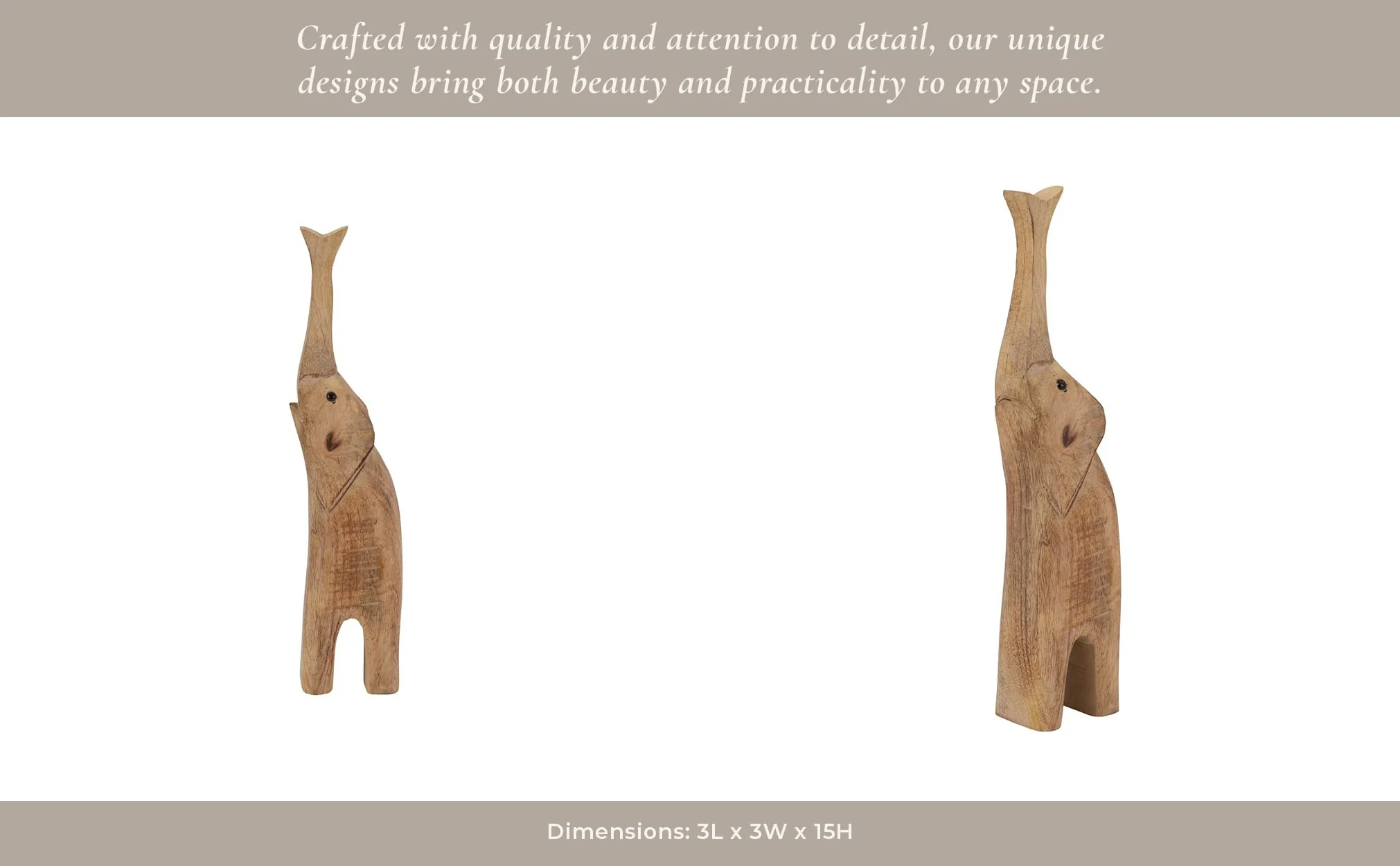 Mango Wood, 15" Skinny Elephant, Brown - Image 12
