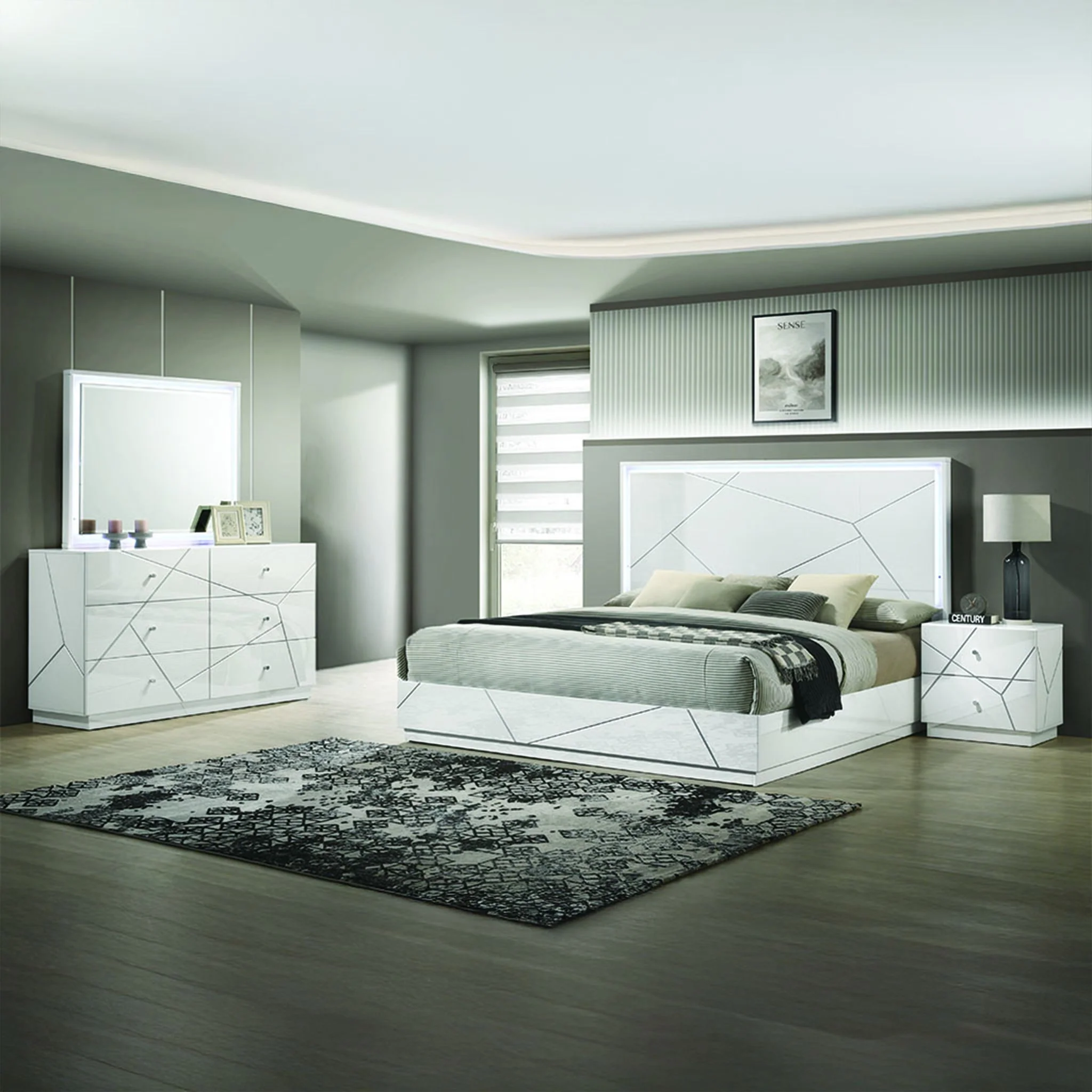Manhattan King 4PC Bedroom Set White - Image 19