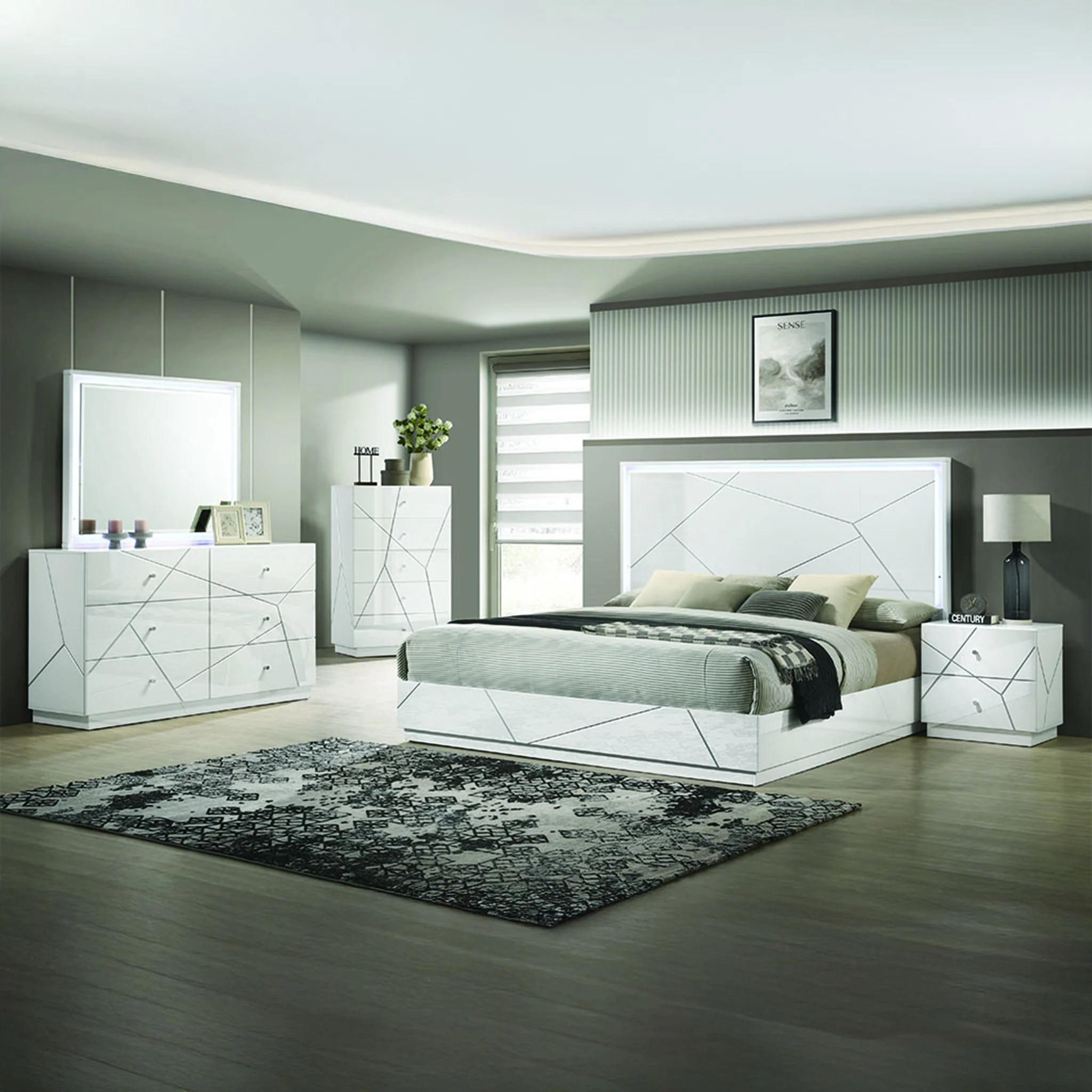 Manhattan Queen 5PC Bedroom Set White - Image 25