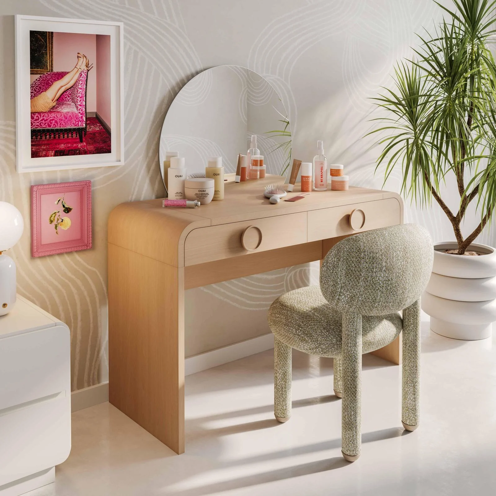 Manu Beige Nubby Performance Fabric Side Chair - Image 8