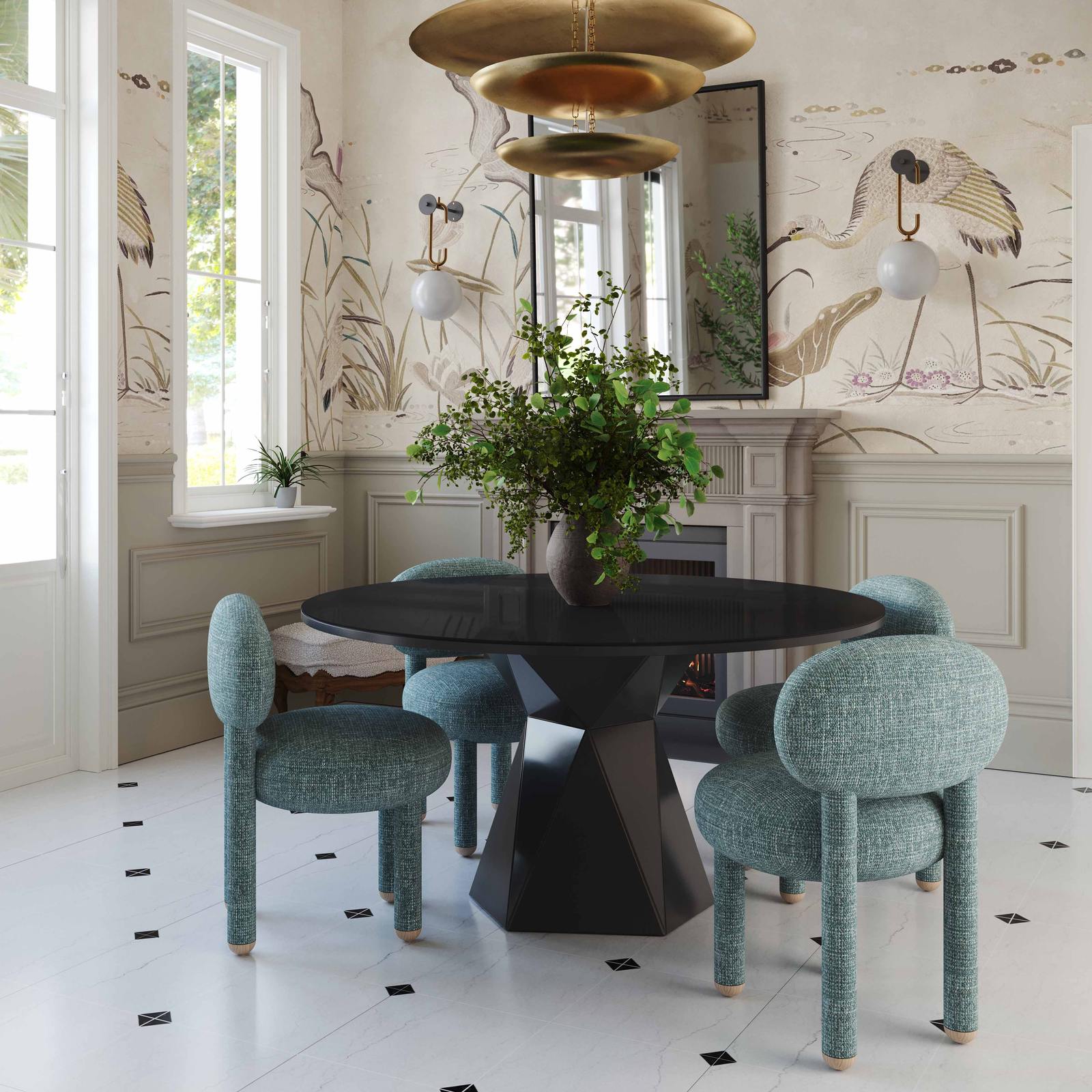 Manu Teal Nubby Performance Fabric Side Chair - Image 2