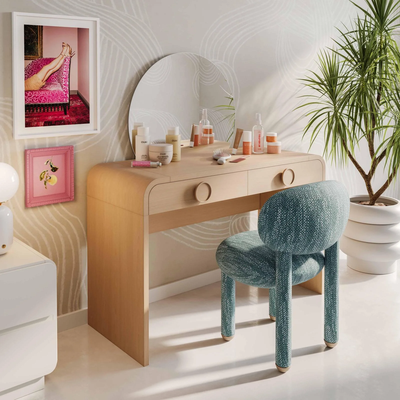 Manu Teal Nubby Performance Fabric Side Chair - Image 8