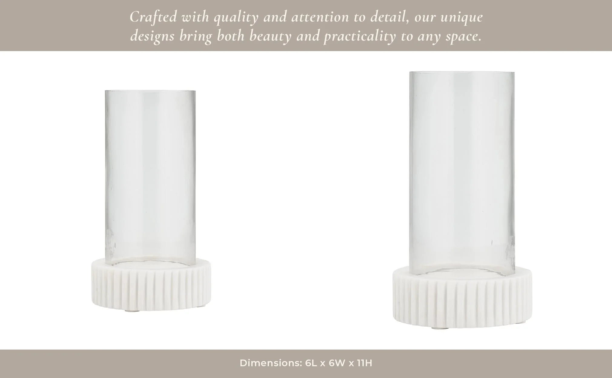 Marble, 11"h Hurricane Holder, White Kd - Image 13