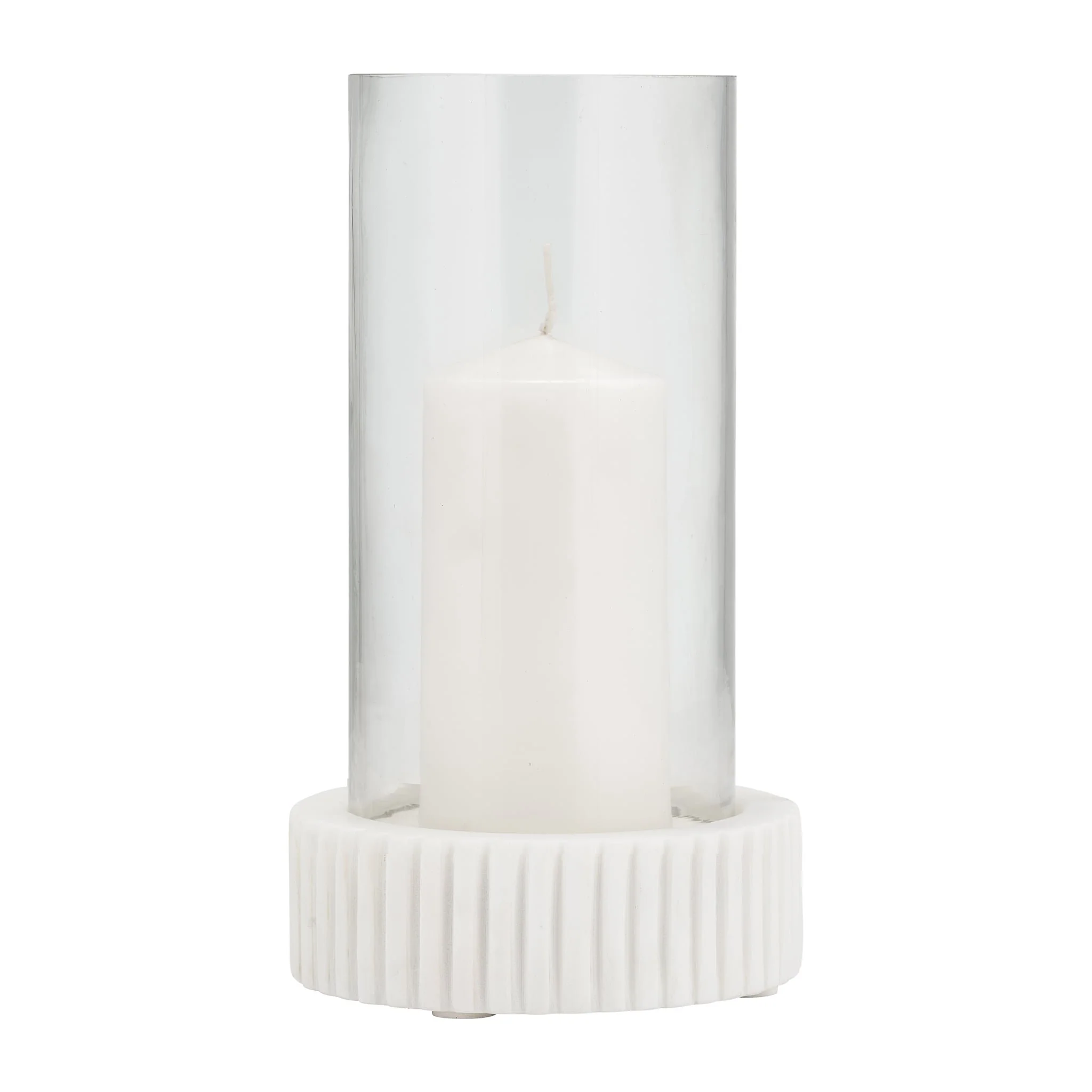 Marble, 11"h Hurricane Holder, White Kd - Image 4