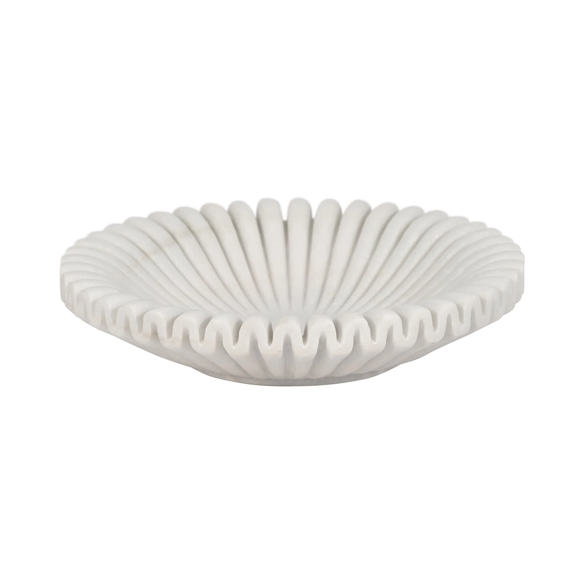 Marble, 12" Pleated Bowl, White - Image 3