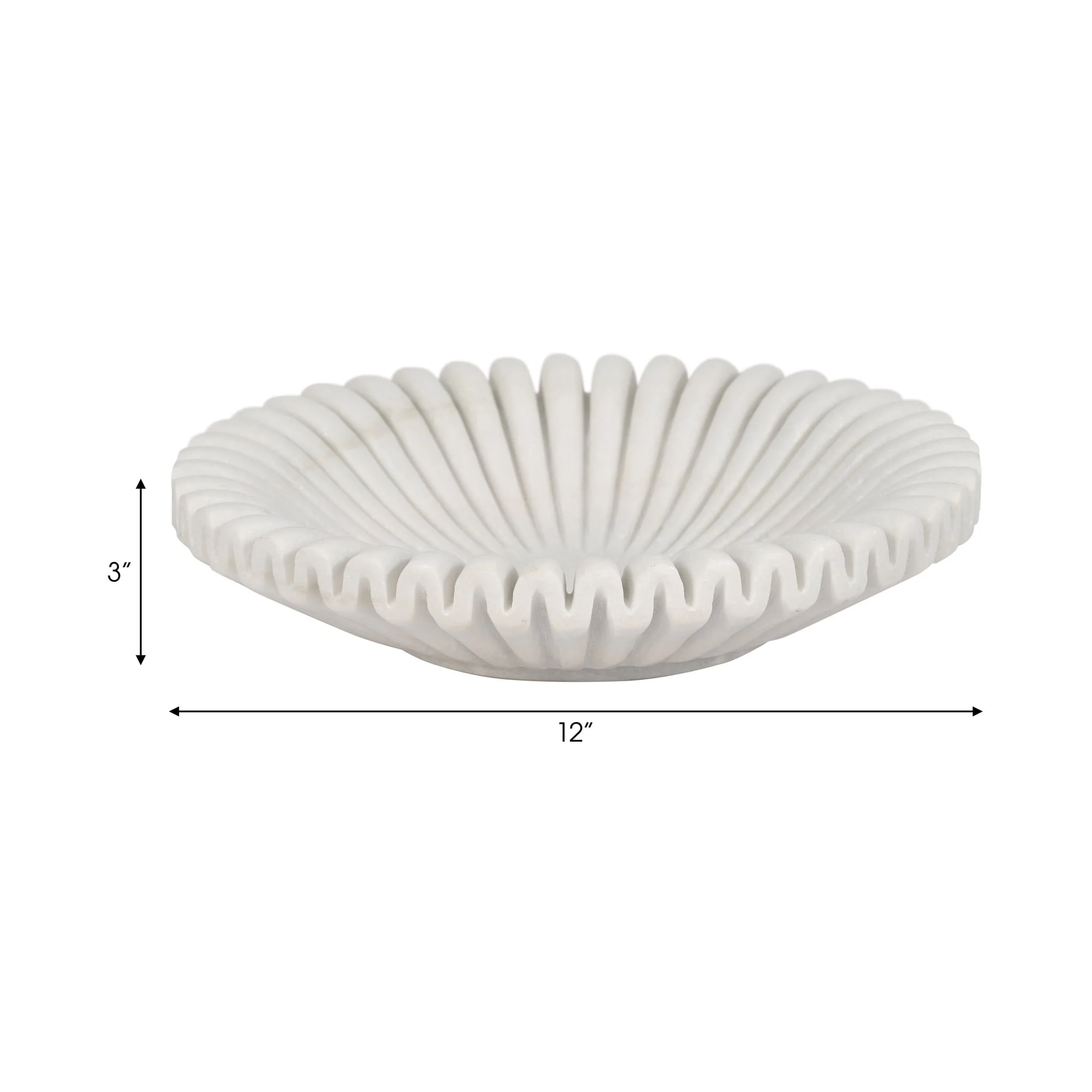 Marble, 12" Pleated Bowl, White - Image 7