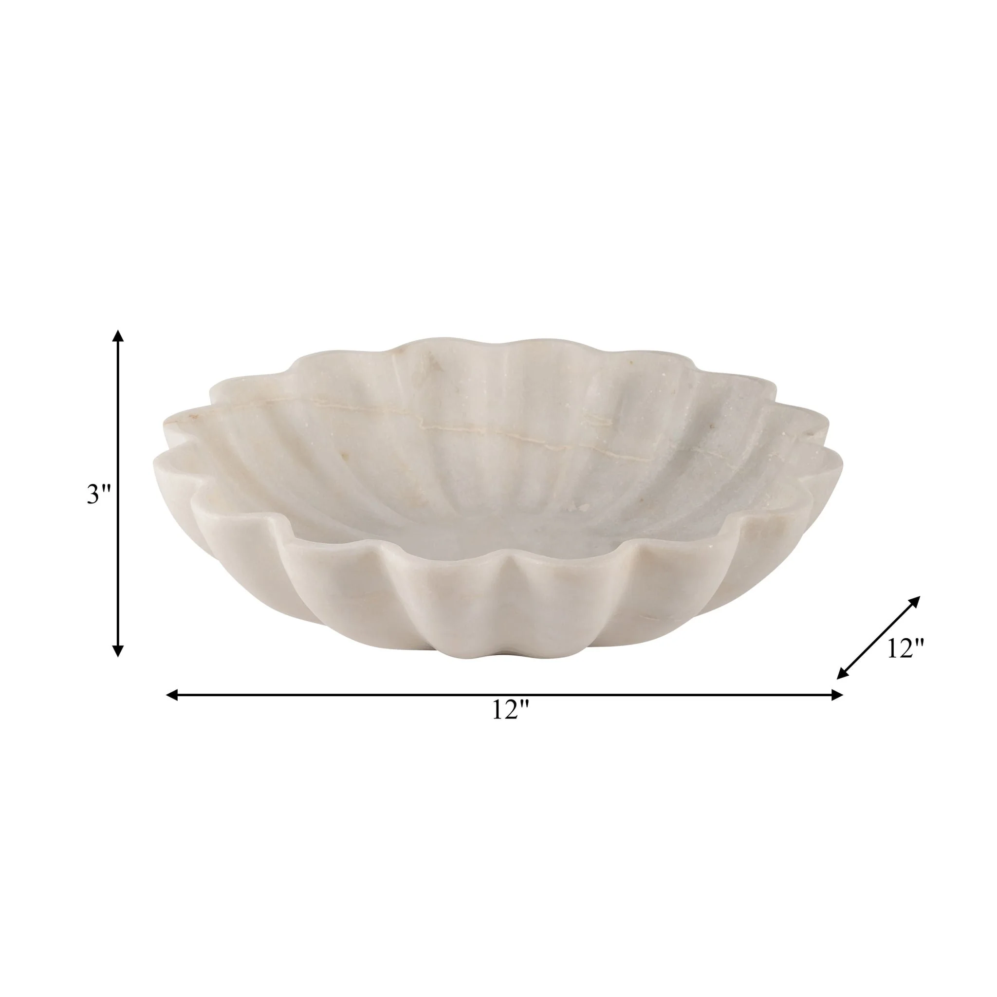 Marble, 12"d Shell Shaped Bowl, White - Image 8