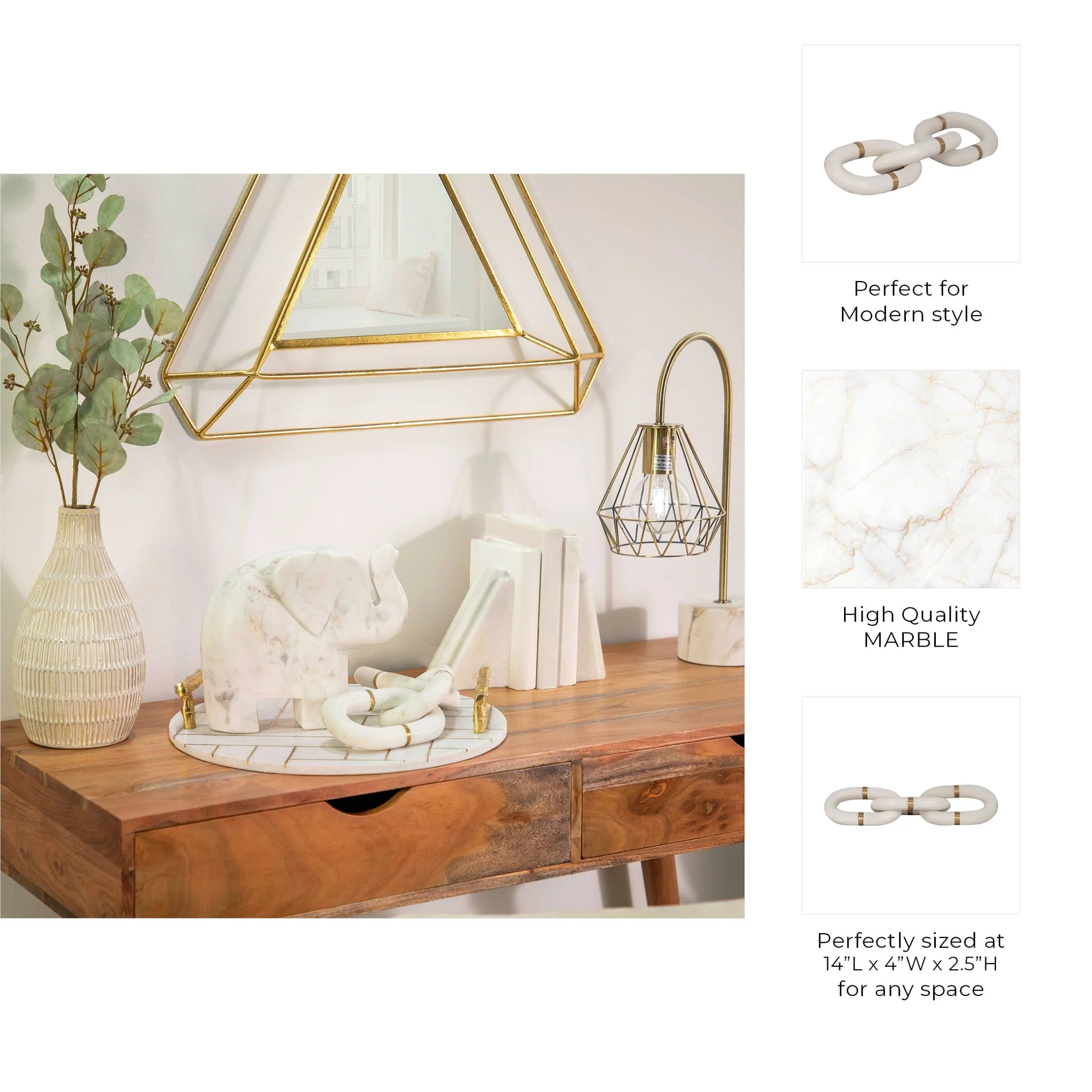 Marble 14" Chain Decor, White - Image 9