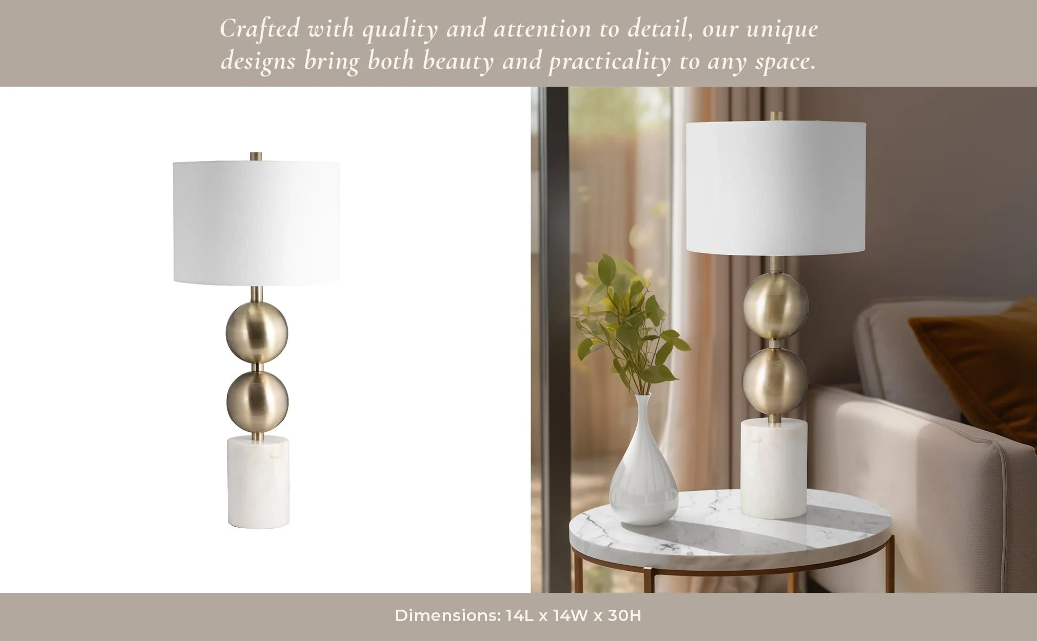 Marble, 30" Stacking Orbs Table Lamp, Gold/white - Image 10
