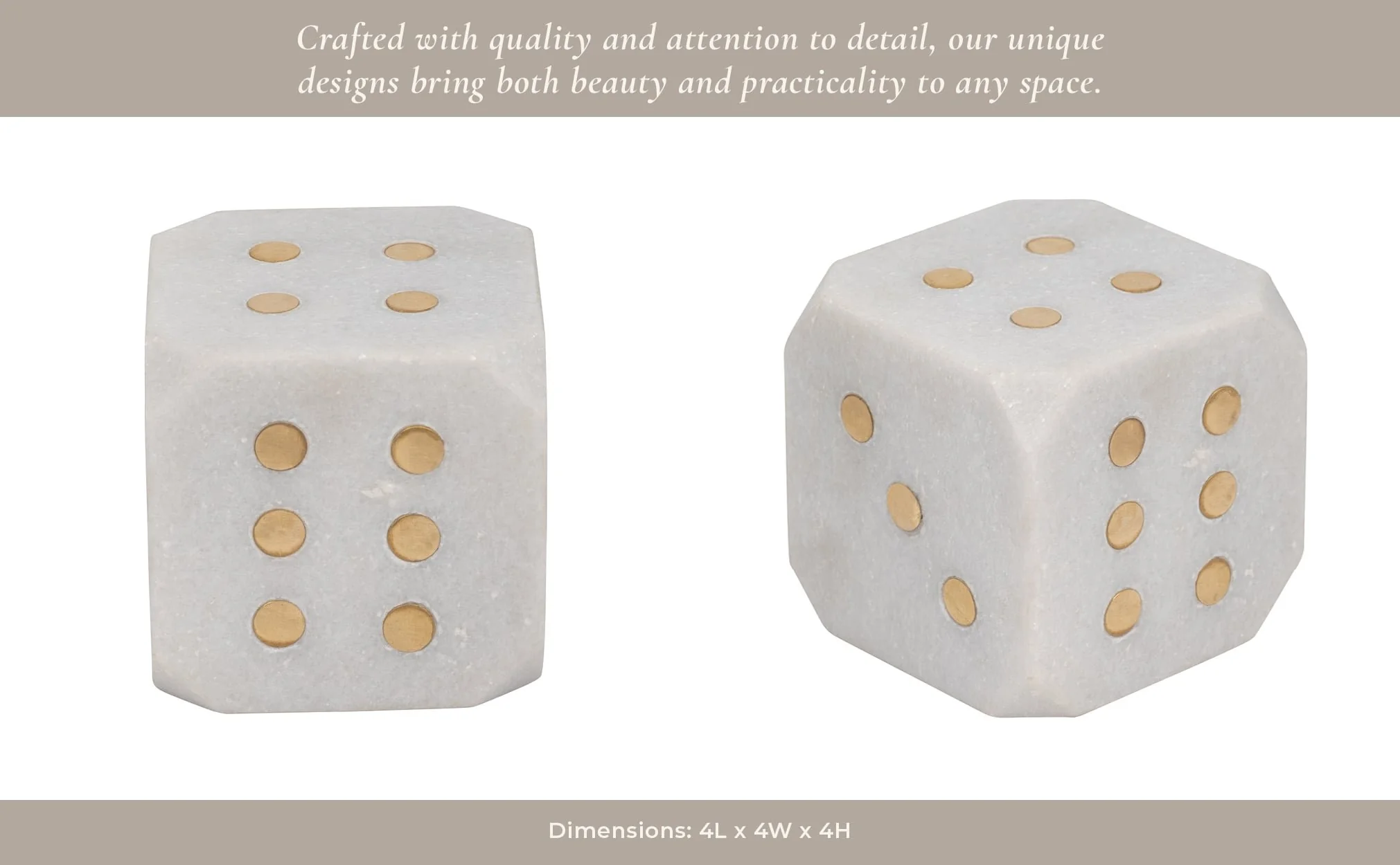 Marble, 4" Dice, White - Image 11
