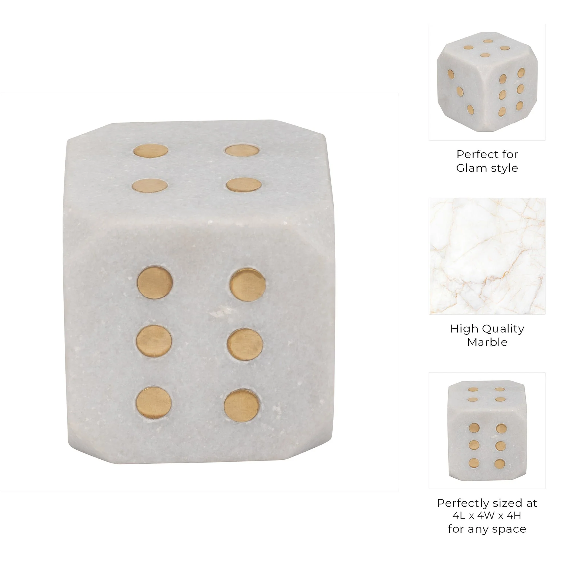 Marble, 4" Dice, White - Image 7