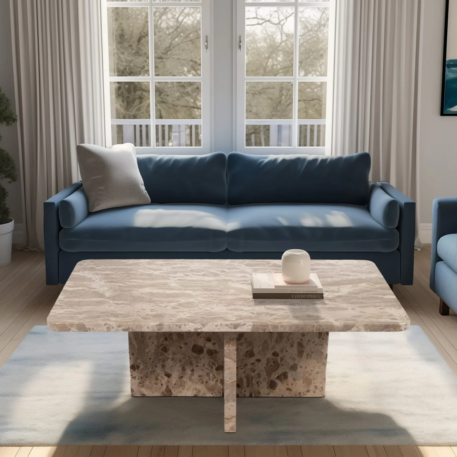 Marble, 48" Coffee Table, Brown Kd, 2boxes - Image 10