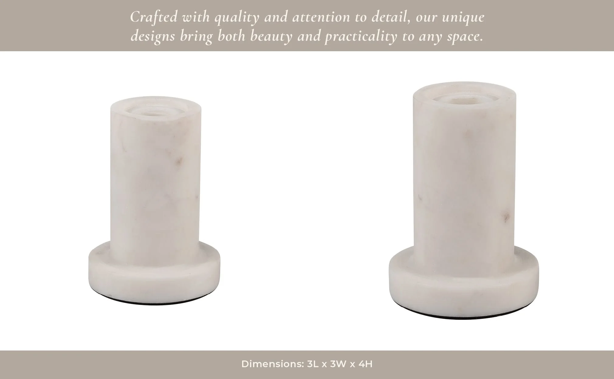 Marble,4"h,taper Candle Holder W/flat Base,white - Image 12