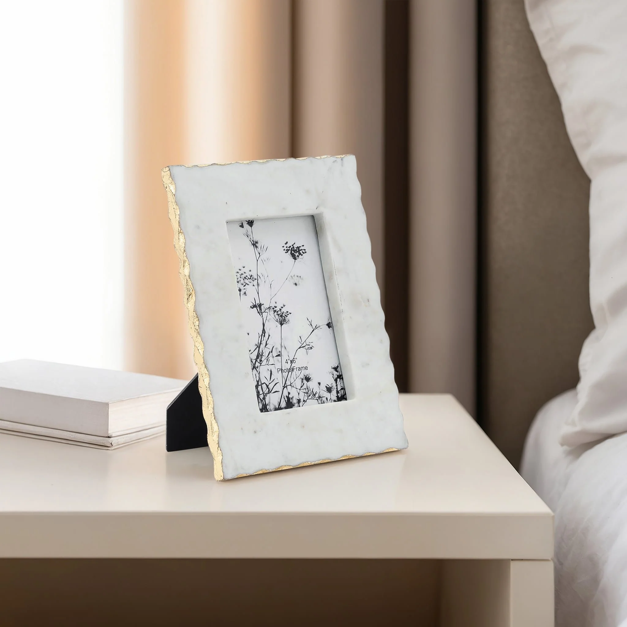 Marble, 4x6 Jagged Photo Frame W/ Gold Trim, Whit - Image 9