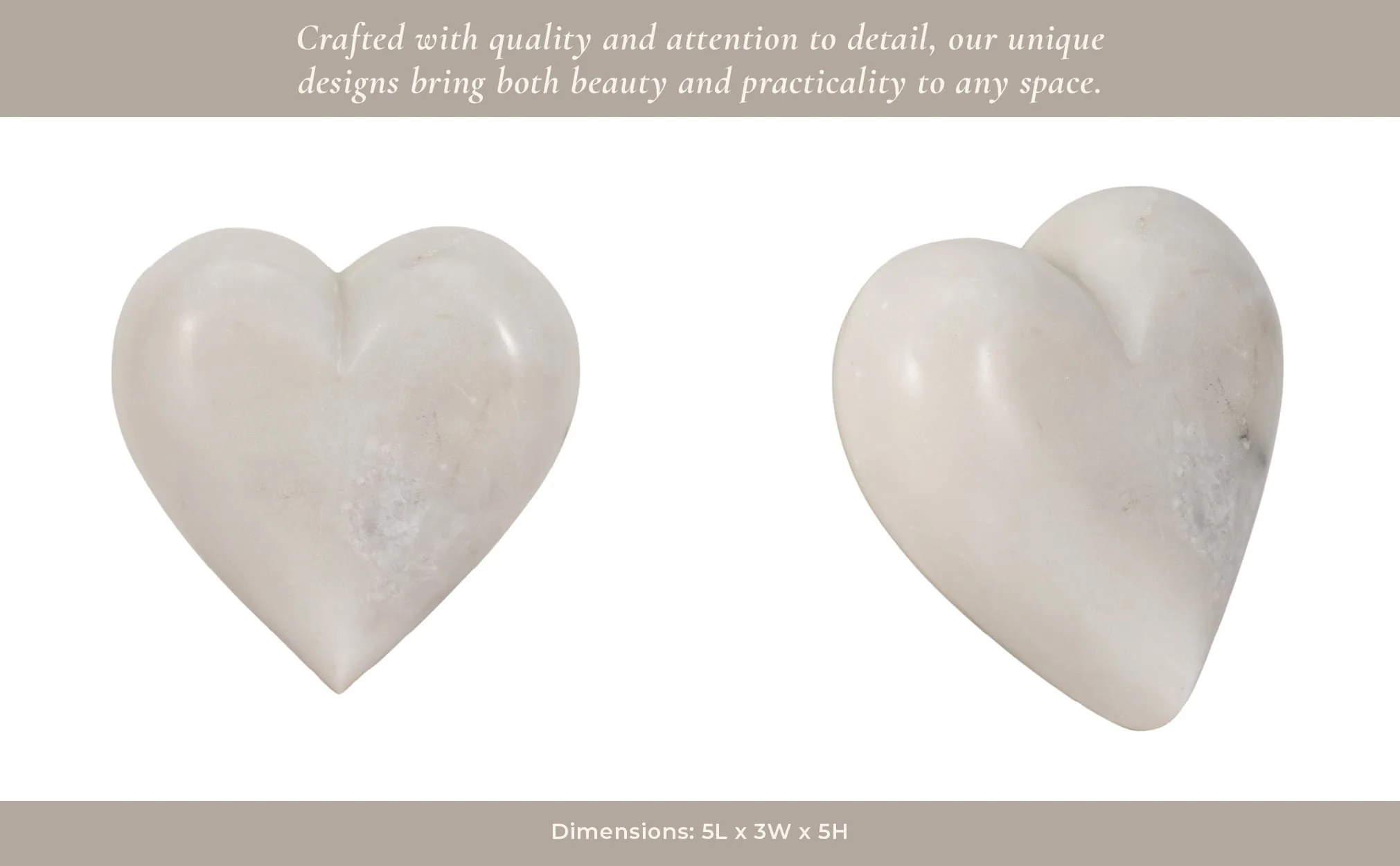 Marble, 5" Heart, White - Image 3