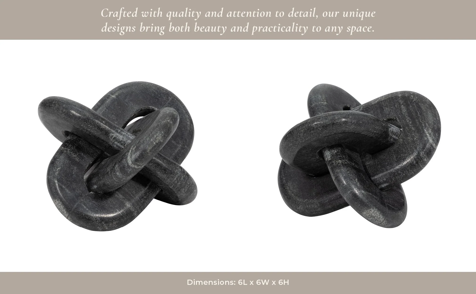 Marble, 6" Knot Decor, Grey - Image 11