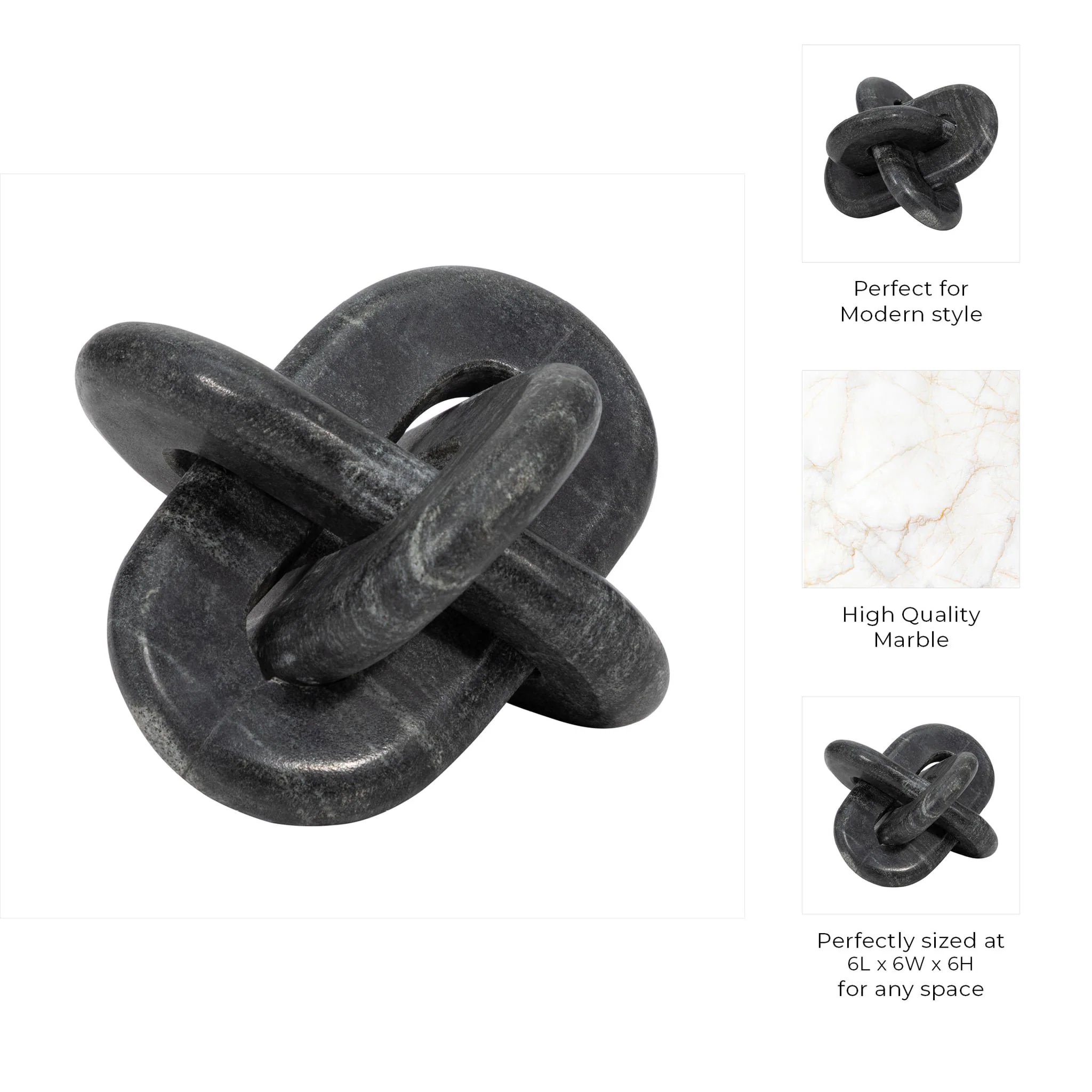 Marble, 6" Knot Decor, Grey - Image 8