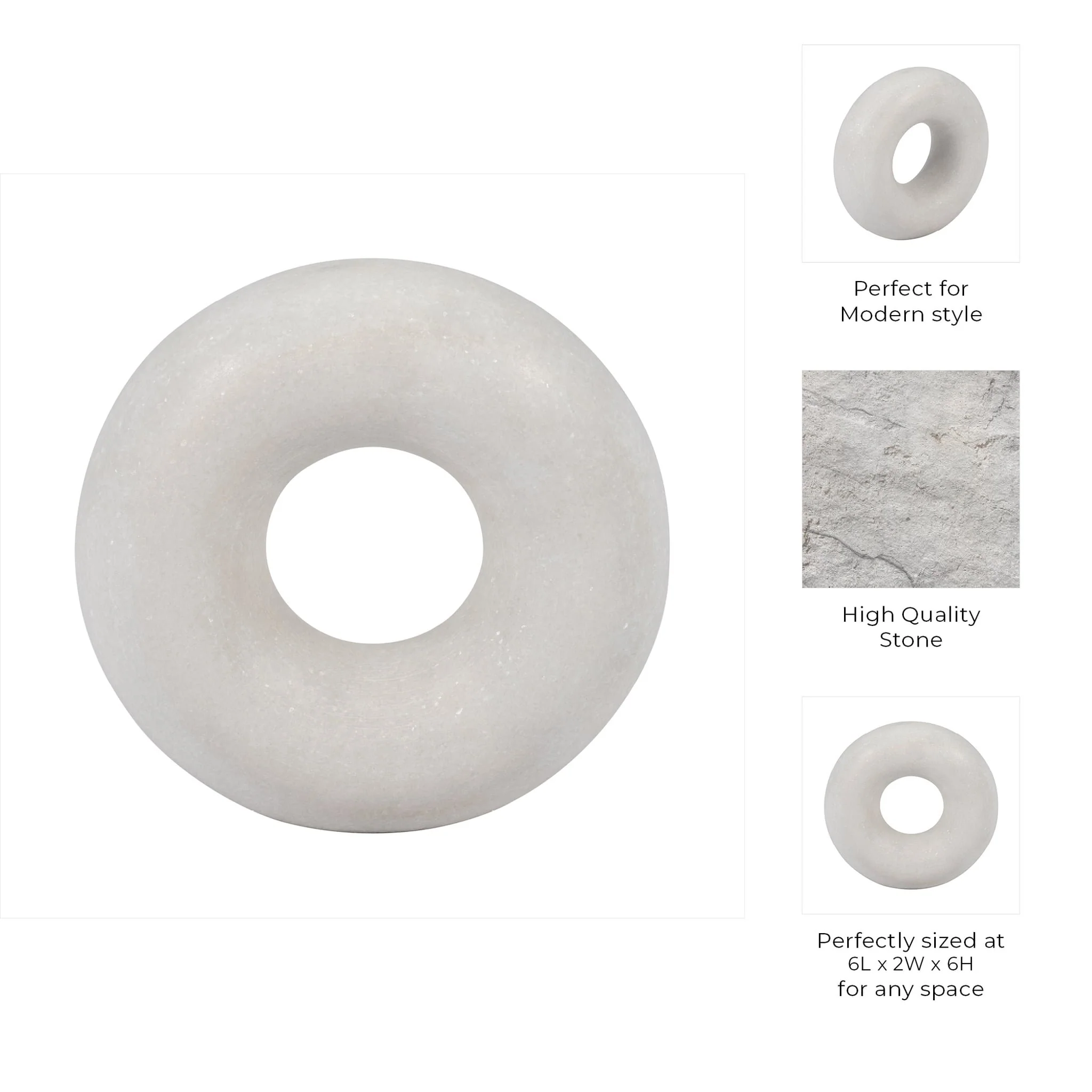 Marble, 6"  Sculpture, White - Image 9