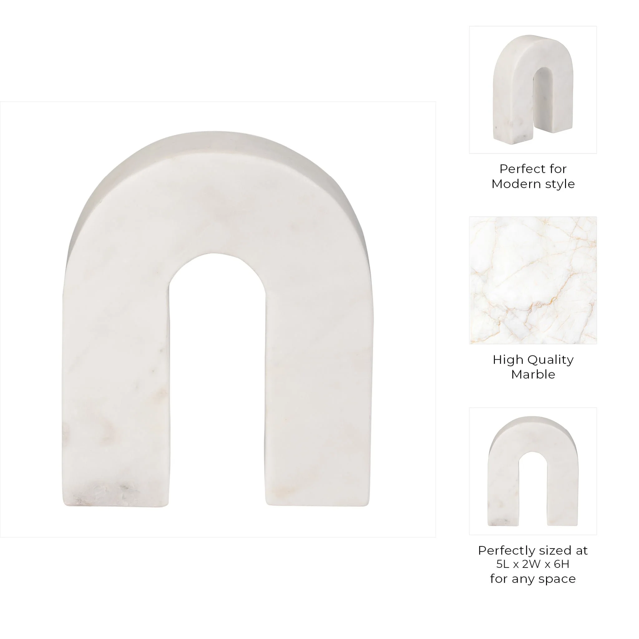 Marble, 6"h Horseshoe Tabletop Deco, White - Image 10