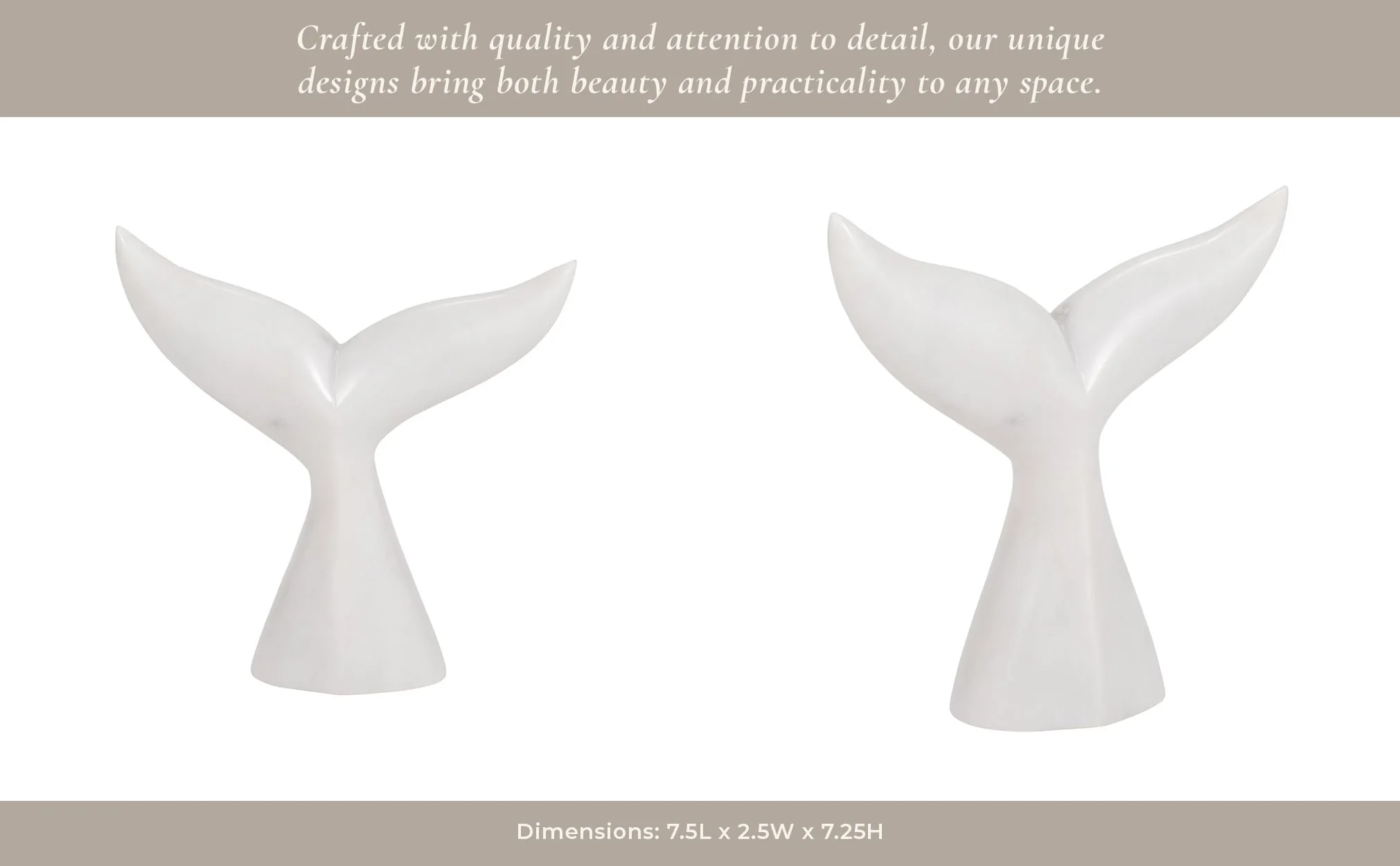 Marble, 7" Whale Tail, White - Image 12