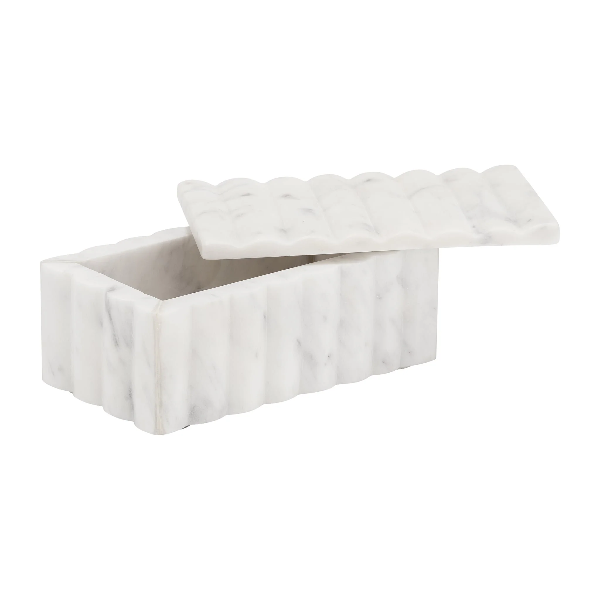 Marble, 7x3" Ridged Box, White - Image 2