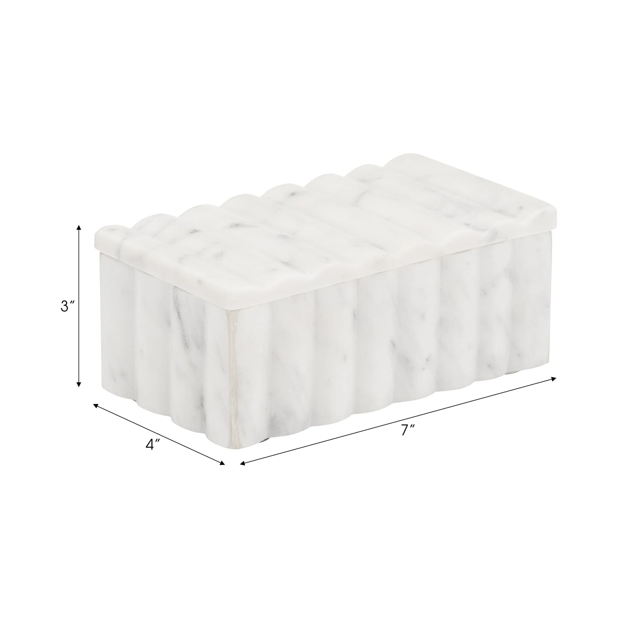 Marble, 7x3" Ridged Box, White - Image 3