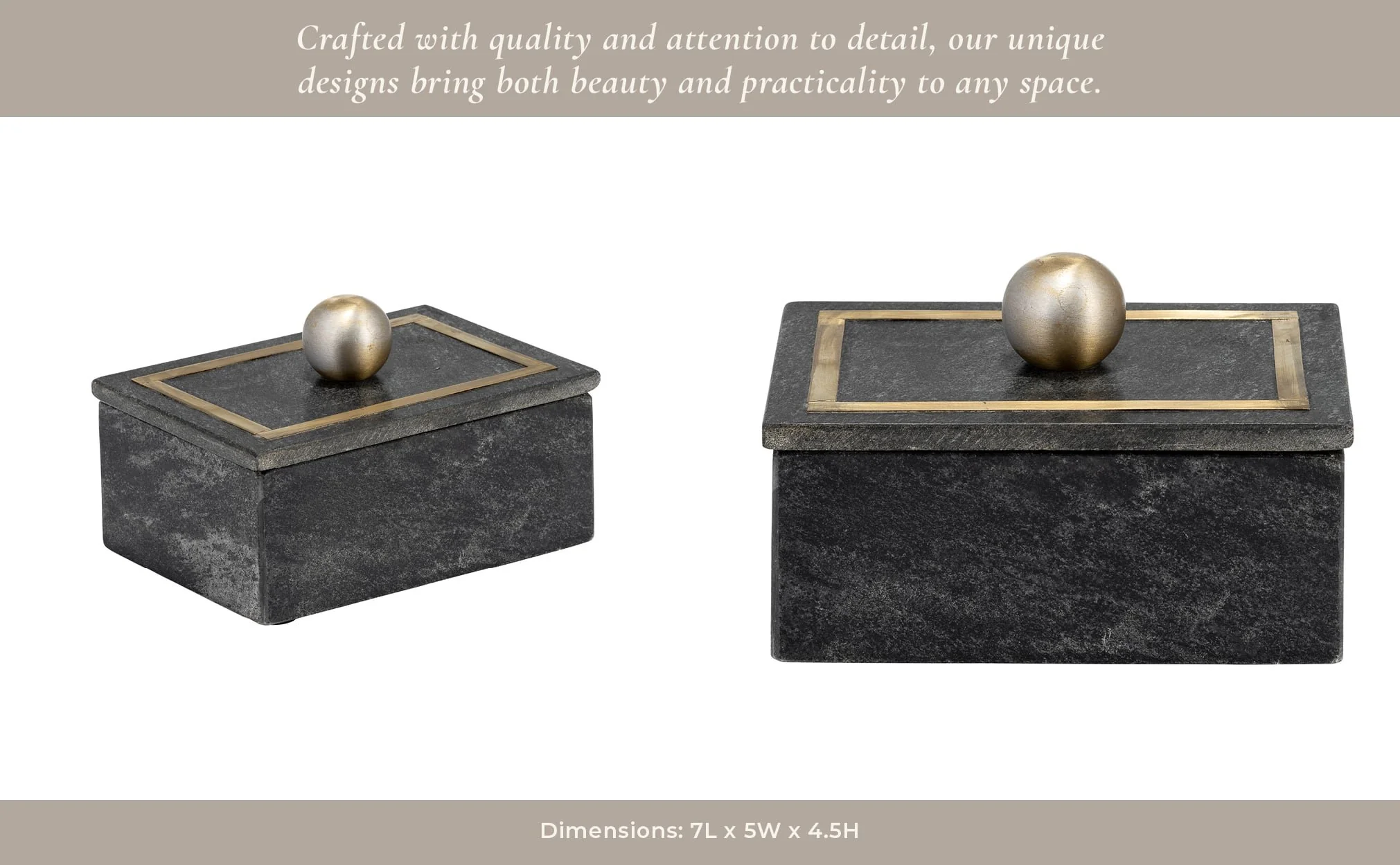 Marble, 7x5 Rectangular Box - Knob, Black - Image 7
