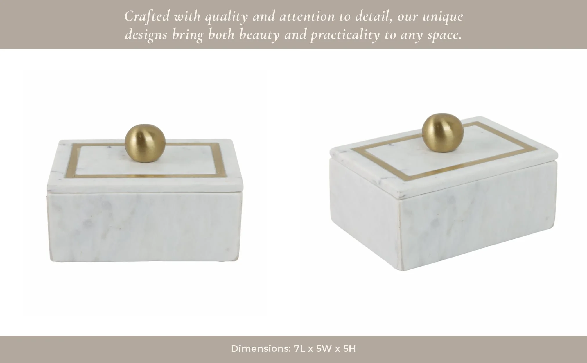 Marble, 7x5 Rectangular Box - Knob, White - Image 8