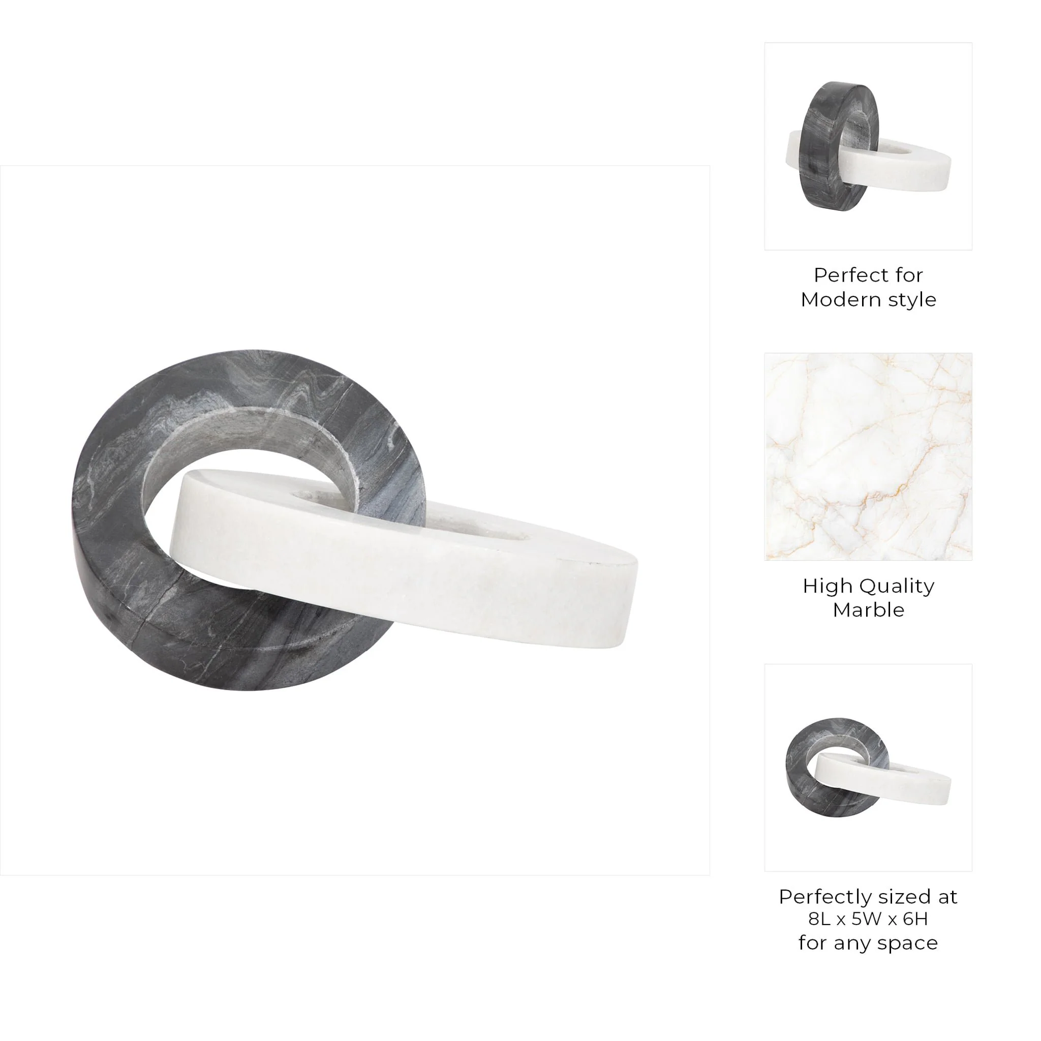 Marble, 8" Double Ring, White/black - Image 3