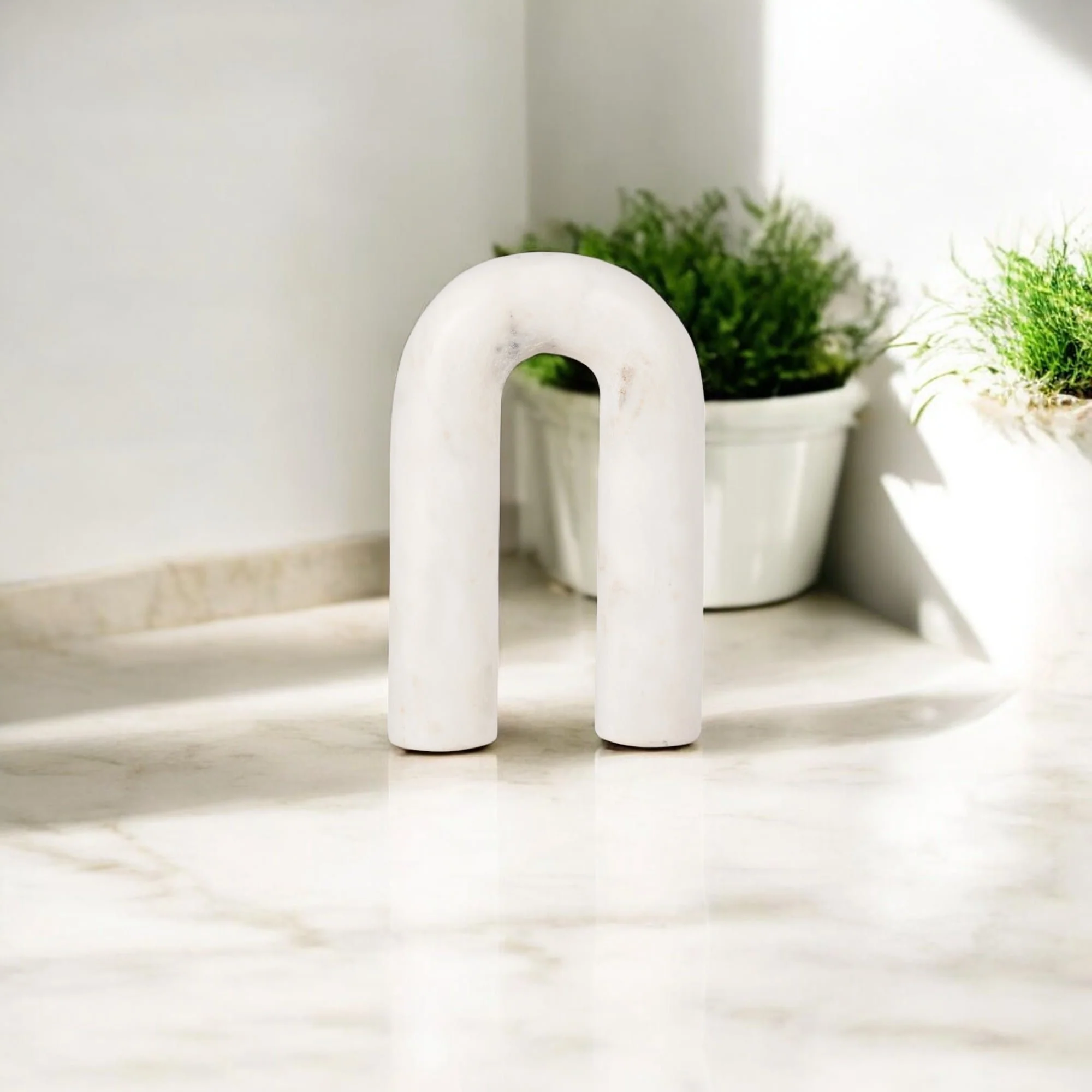 Marble, 8" Rounded Horseshoe Table Top Deco, White - Image 10