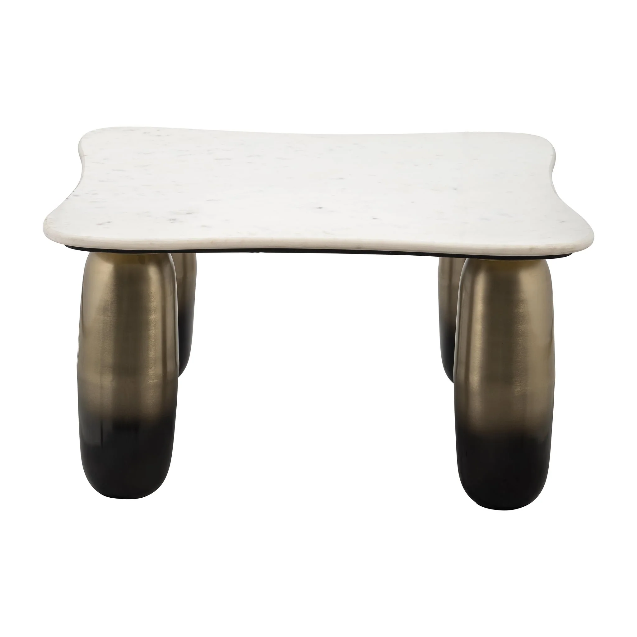 Marble/metal, 30"dx16"h Coffee Table, Wht/gld - Image 2