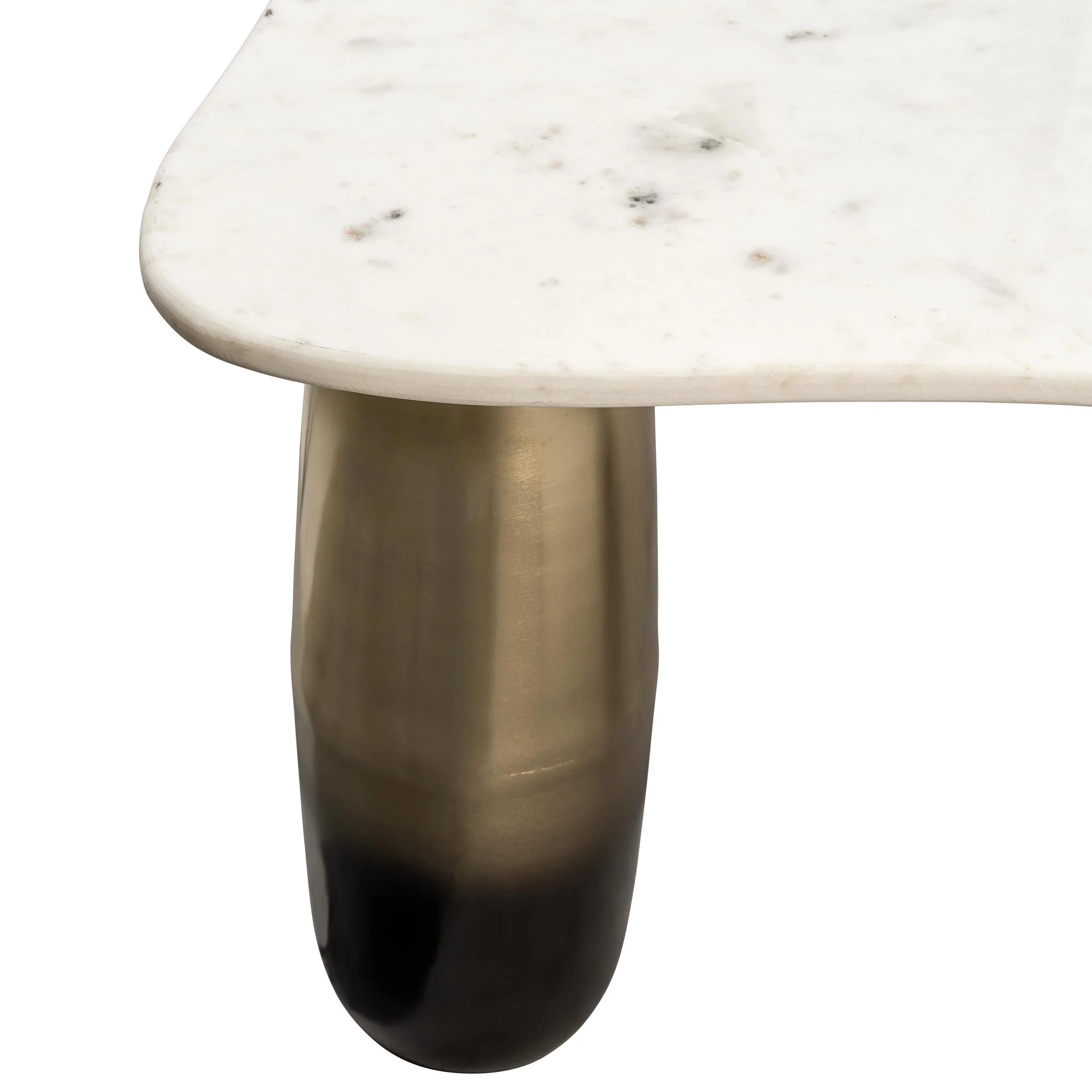 Marble/metal, 30"dx16"h Coffee Table, Wht/gld - Image 4