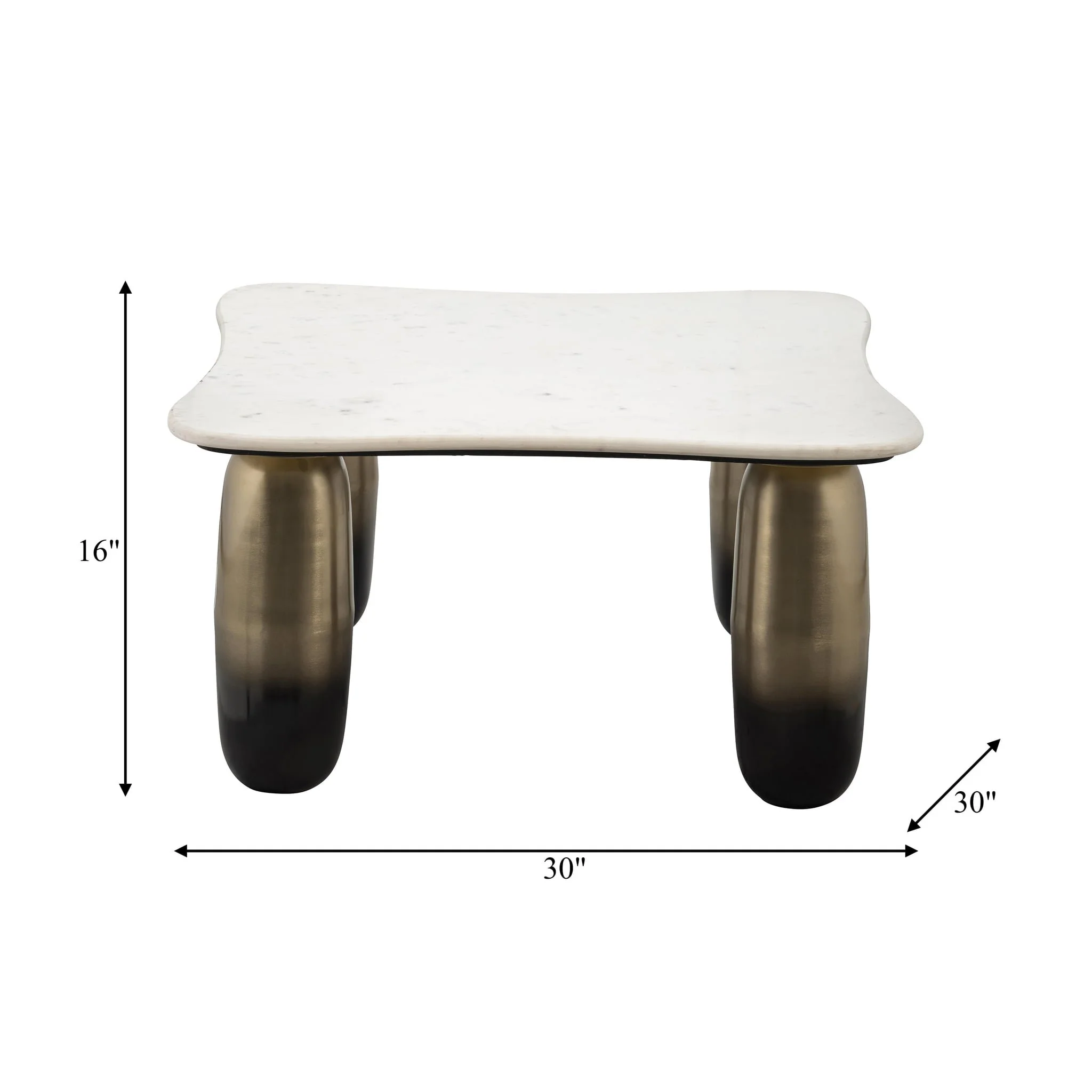 Marble/metal, 30"dx16"h Coffee Table, Wht/gld - Image 7