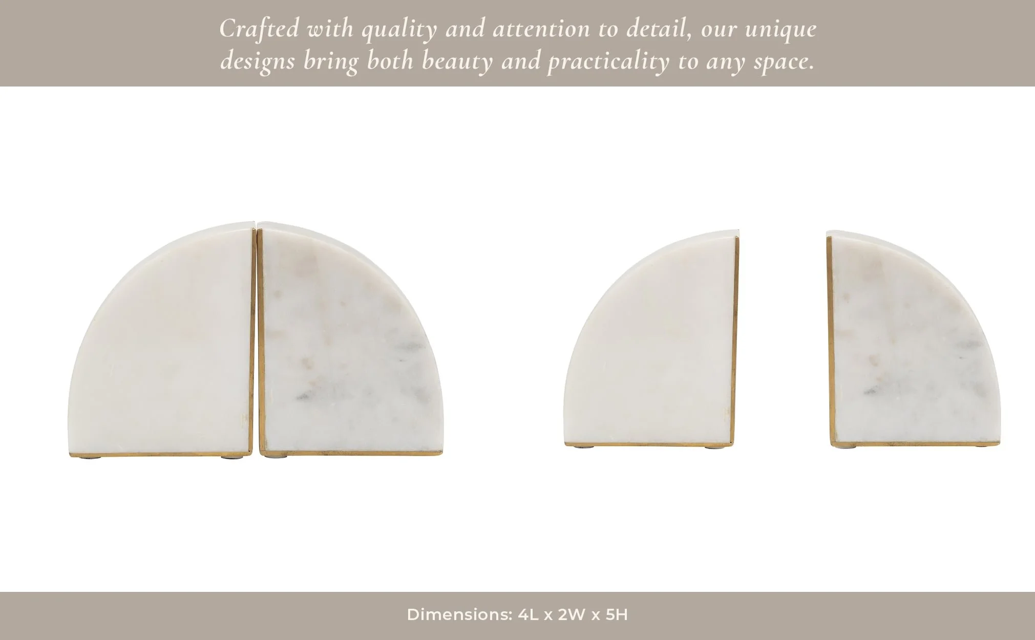 Marble, S/2 5" Pie Bookends, White - Image 14