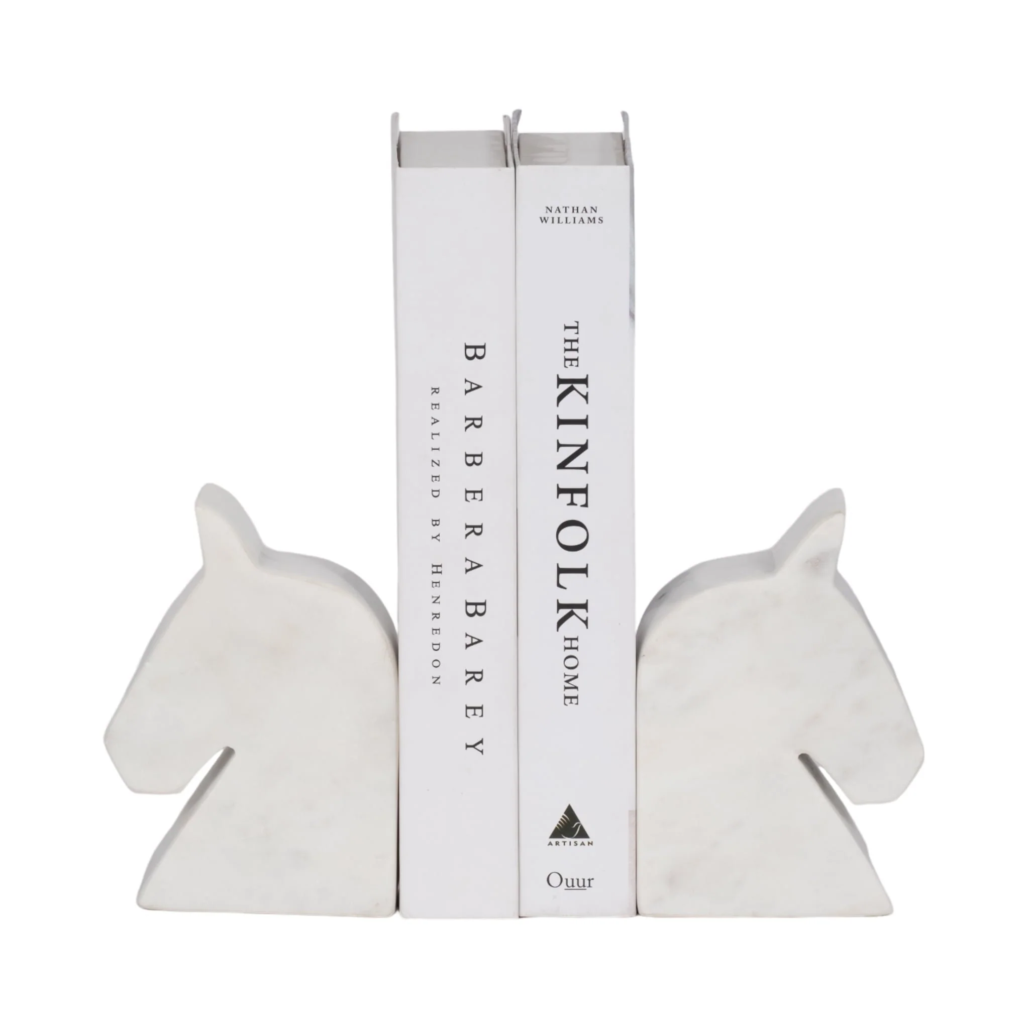 Marble, S/2 6" Horse Head Bookends, White - Image 2