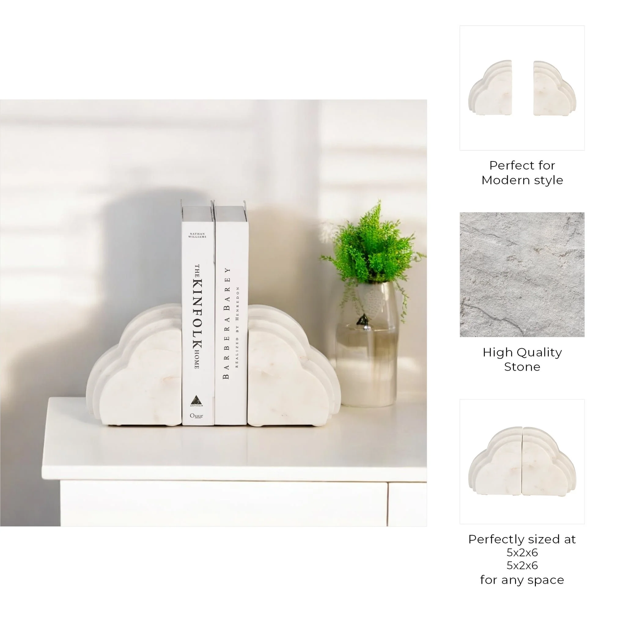 Marble, S/2 6"h Rainbow Bookends, White - Image 10