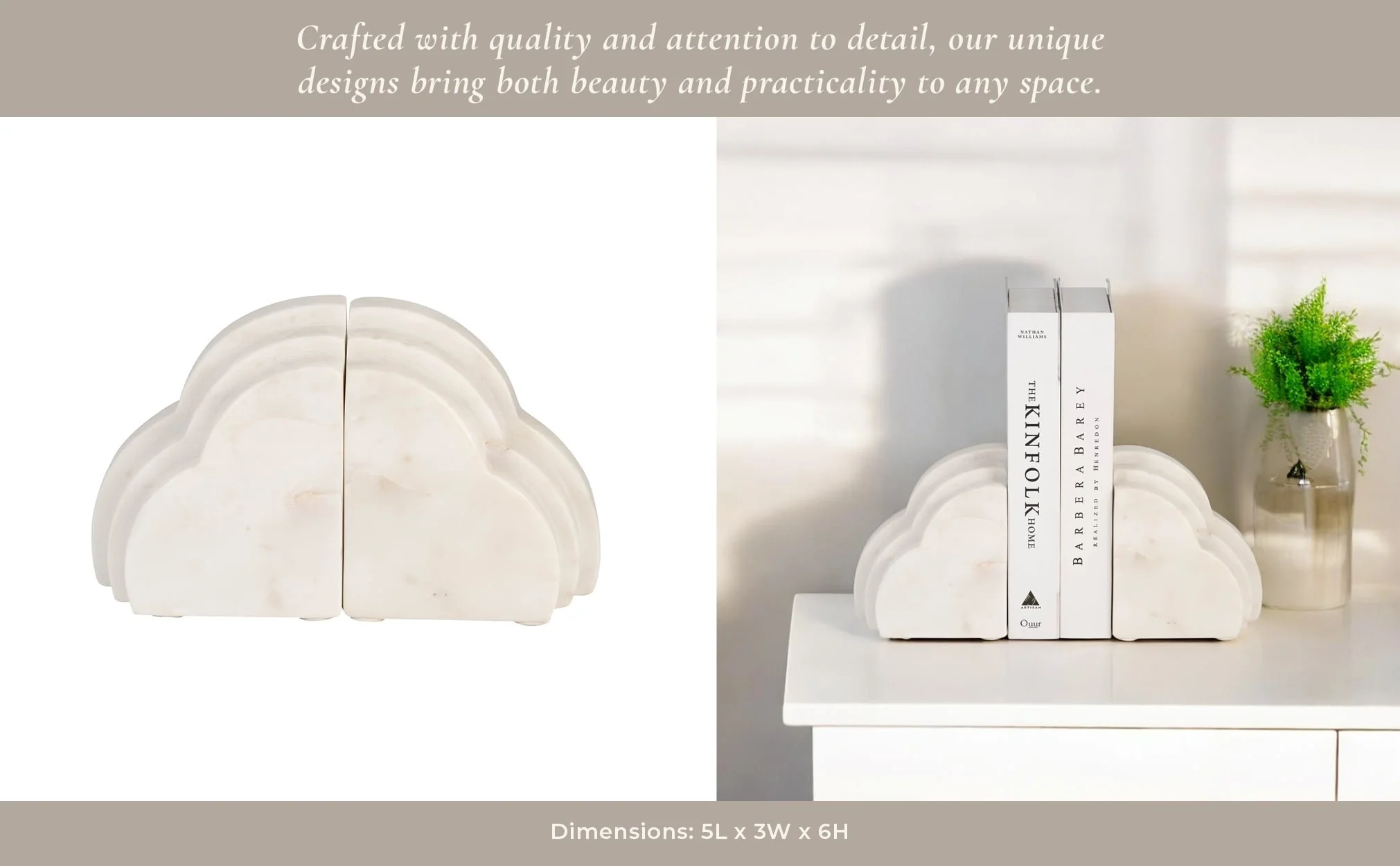 Marble, S/2 6"h Rainbow Bookends, White - Image 12