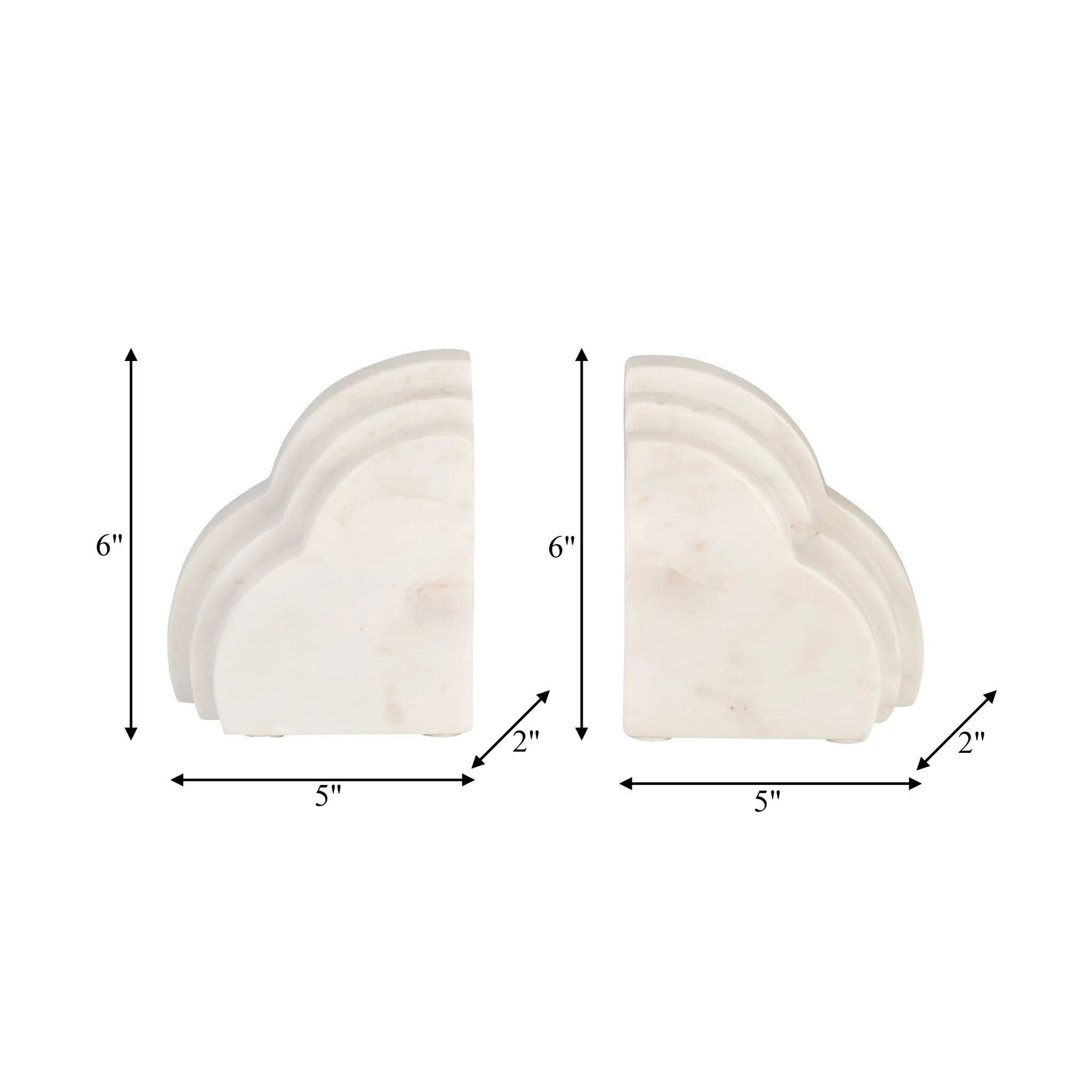 Marble, S/2 6"h Rainbow Bookends, White - Image 9