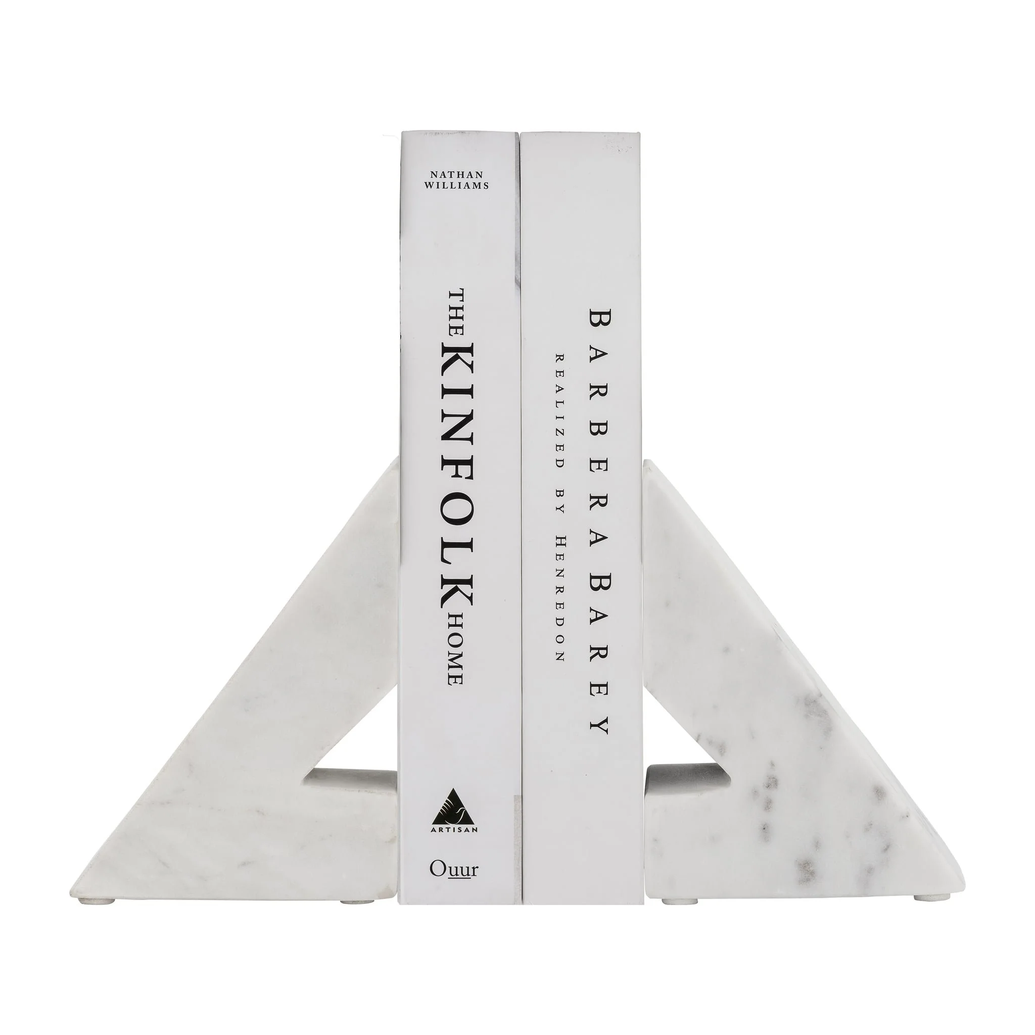 Marble, S/2 6"h Right Triangle Bookends, White - Image 2