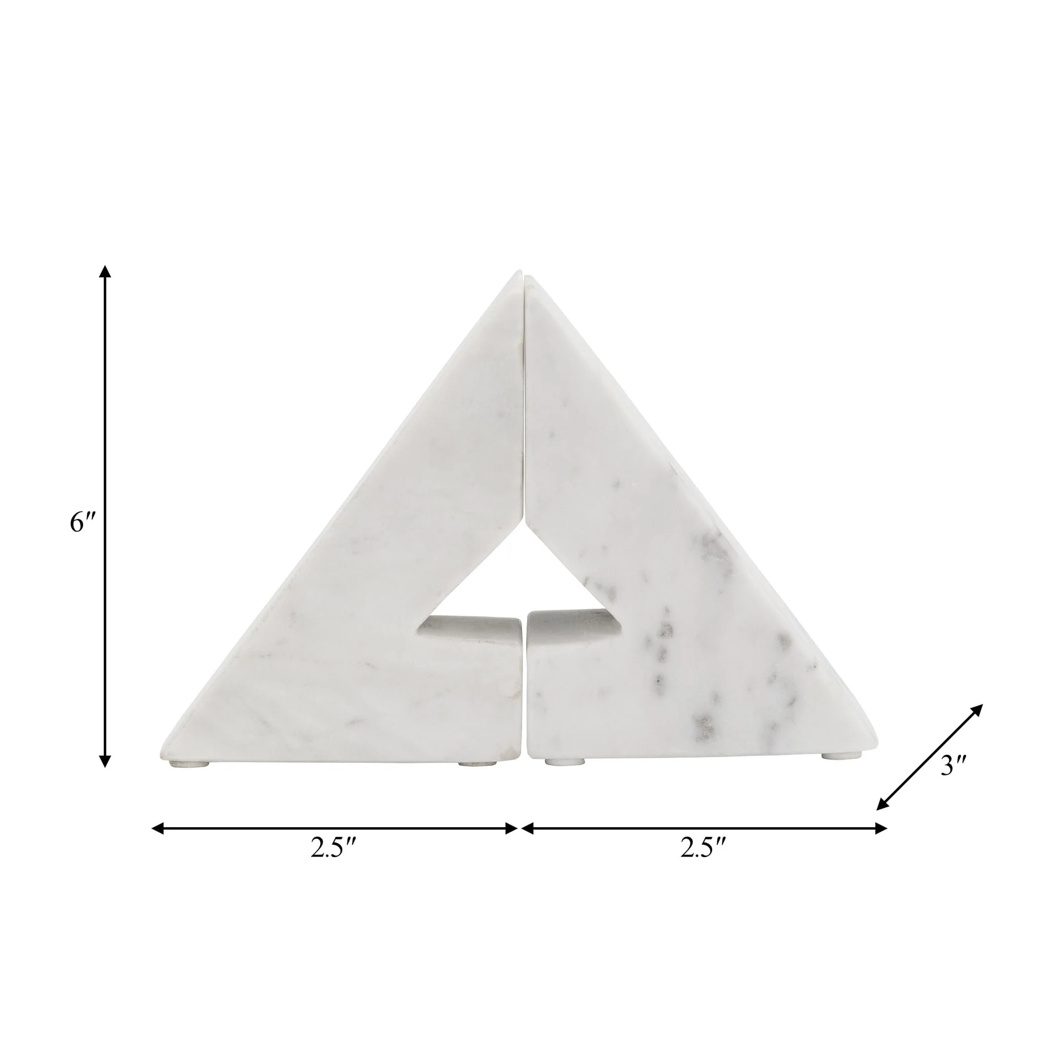 Marble, S/2 6"h Right Triangle Bookends, White - Image 7