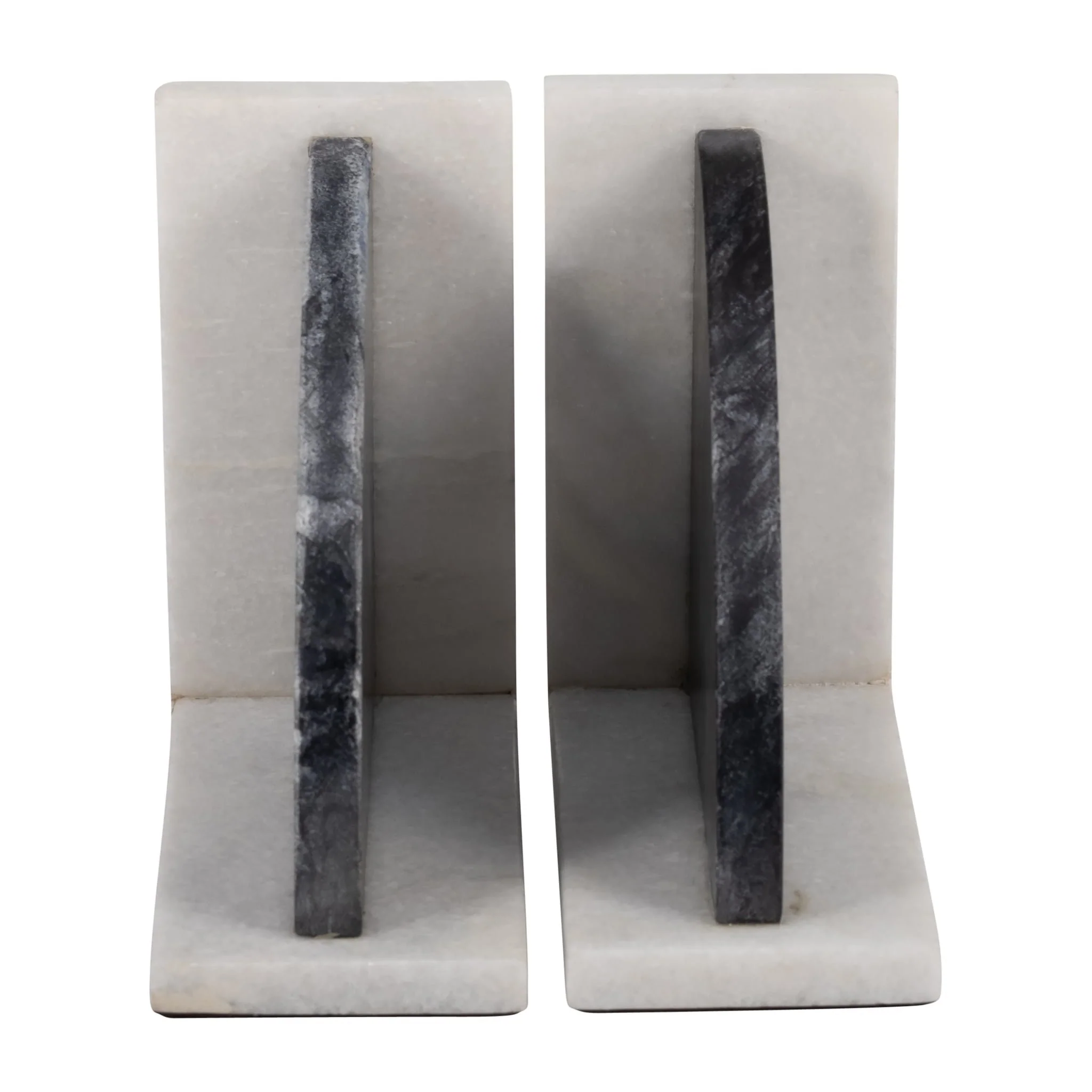 Marble,s/2 6"h,rounded Bookends,black/white - Image 4