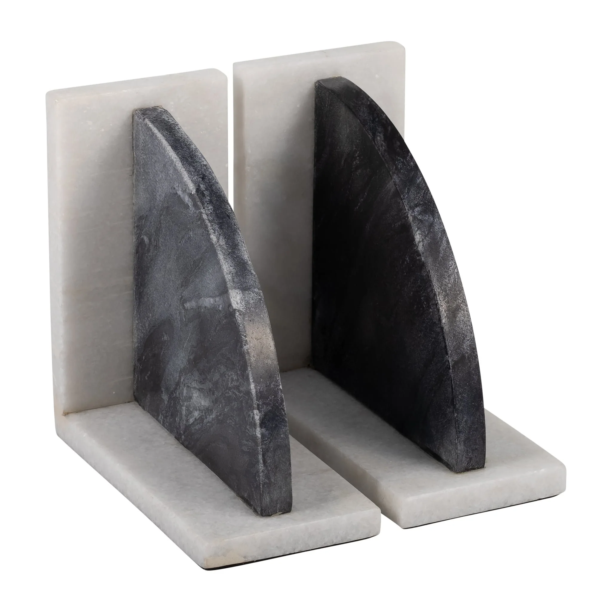 Marble,s/2 6"h,rounded Bookends,black/white - Image 5