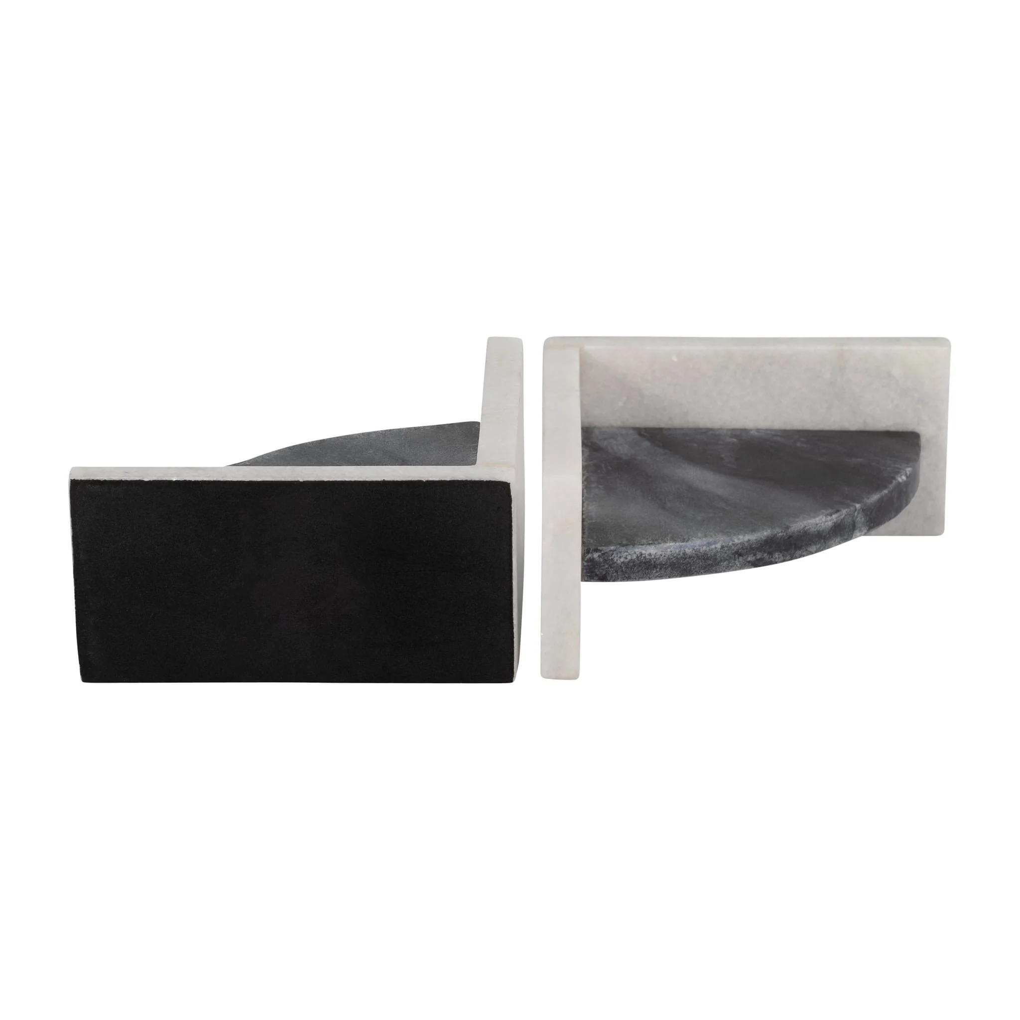 Marble,s/2 6"h,rounded Bookends,black/white - Image 8