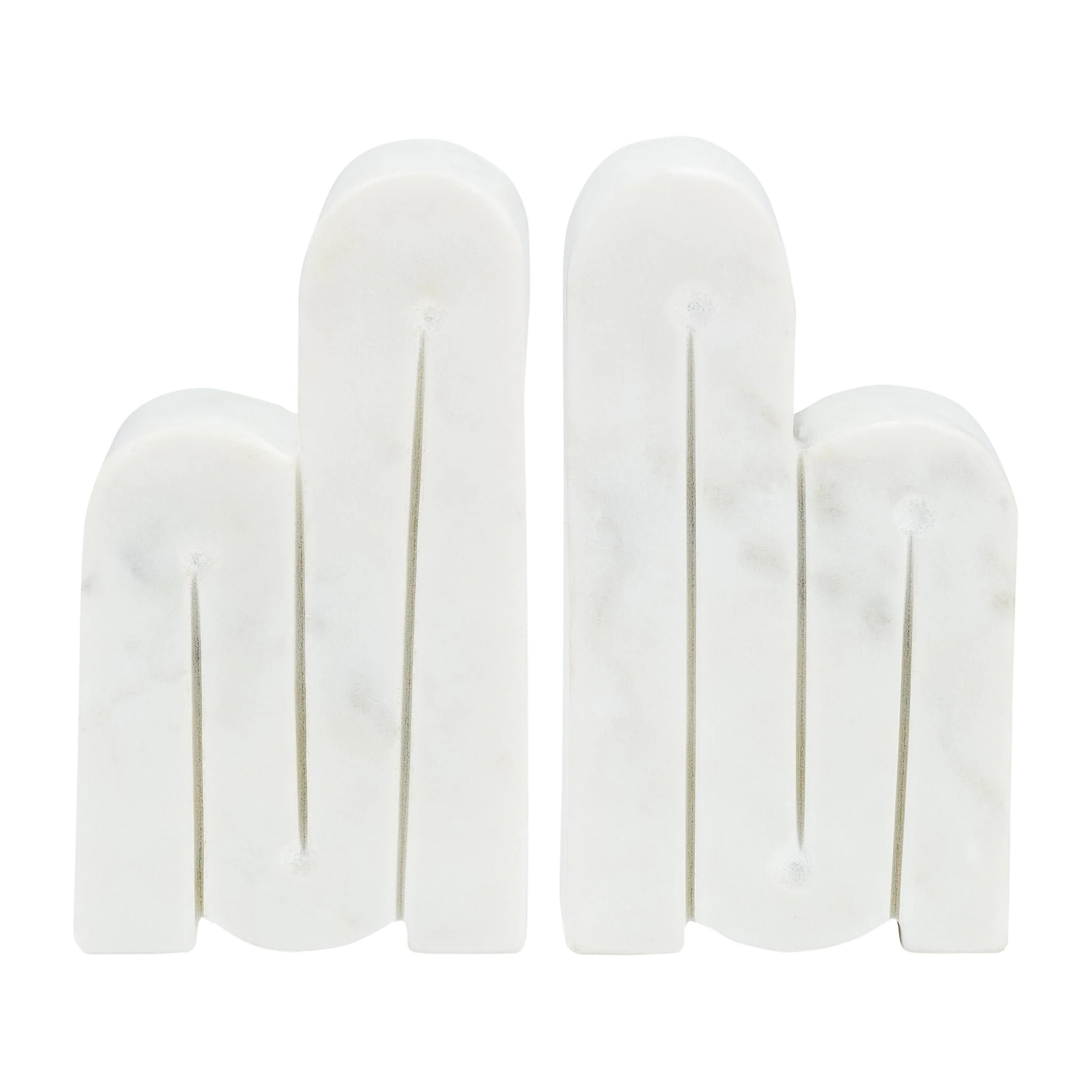 Marble, S/2 6"h Swirly Bookends, White - Image 2