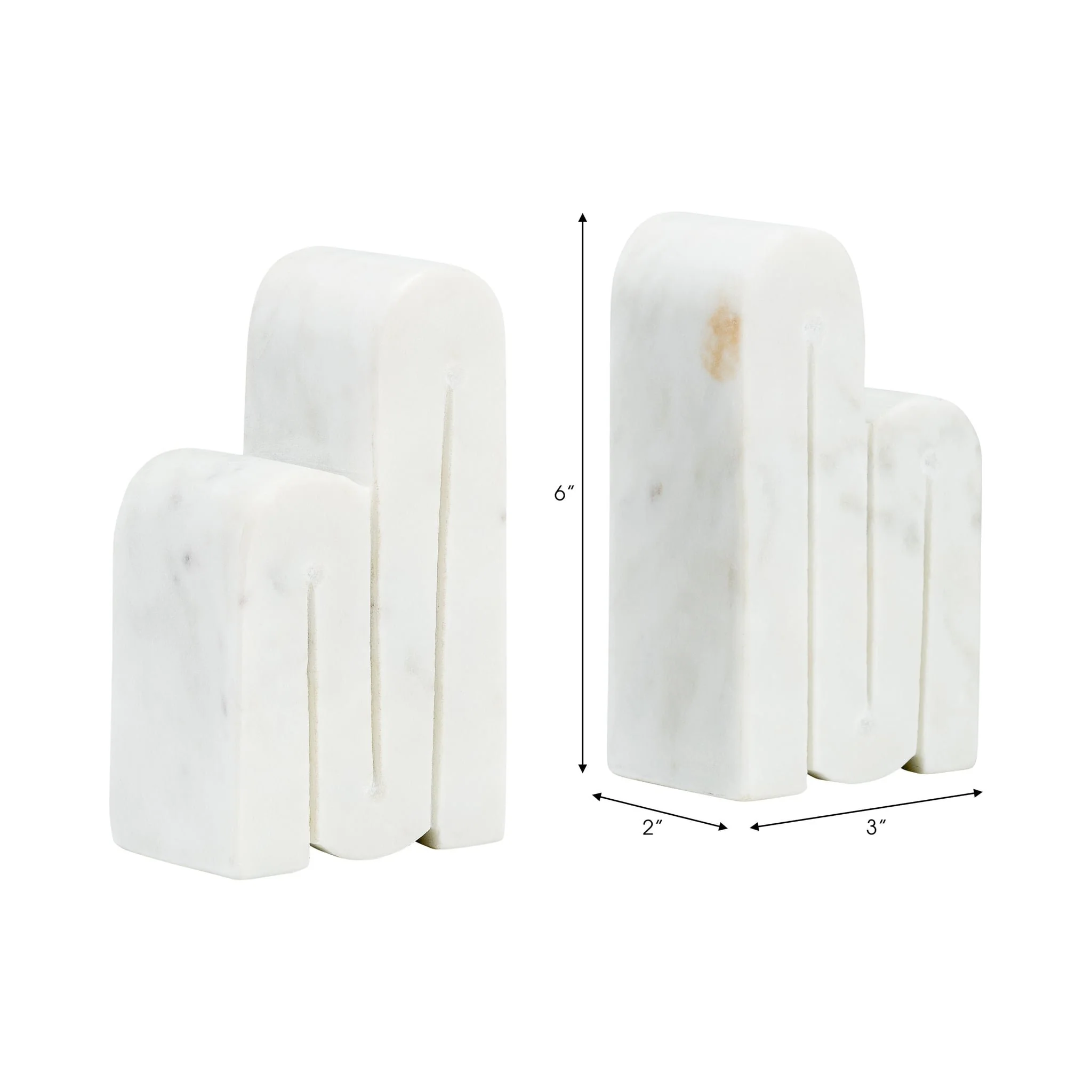 Marble, S/2 6"h Swirly Bookends, White - Image 6