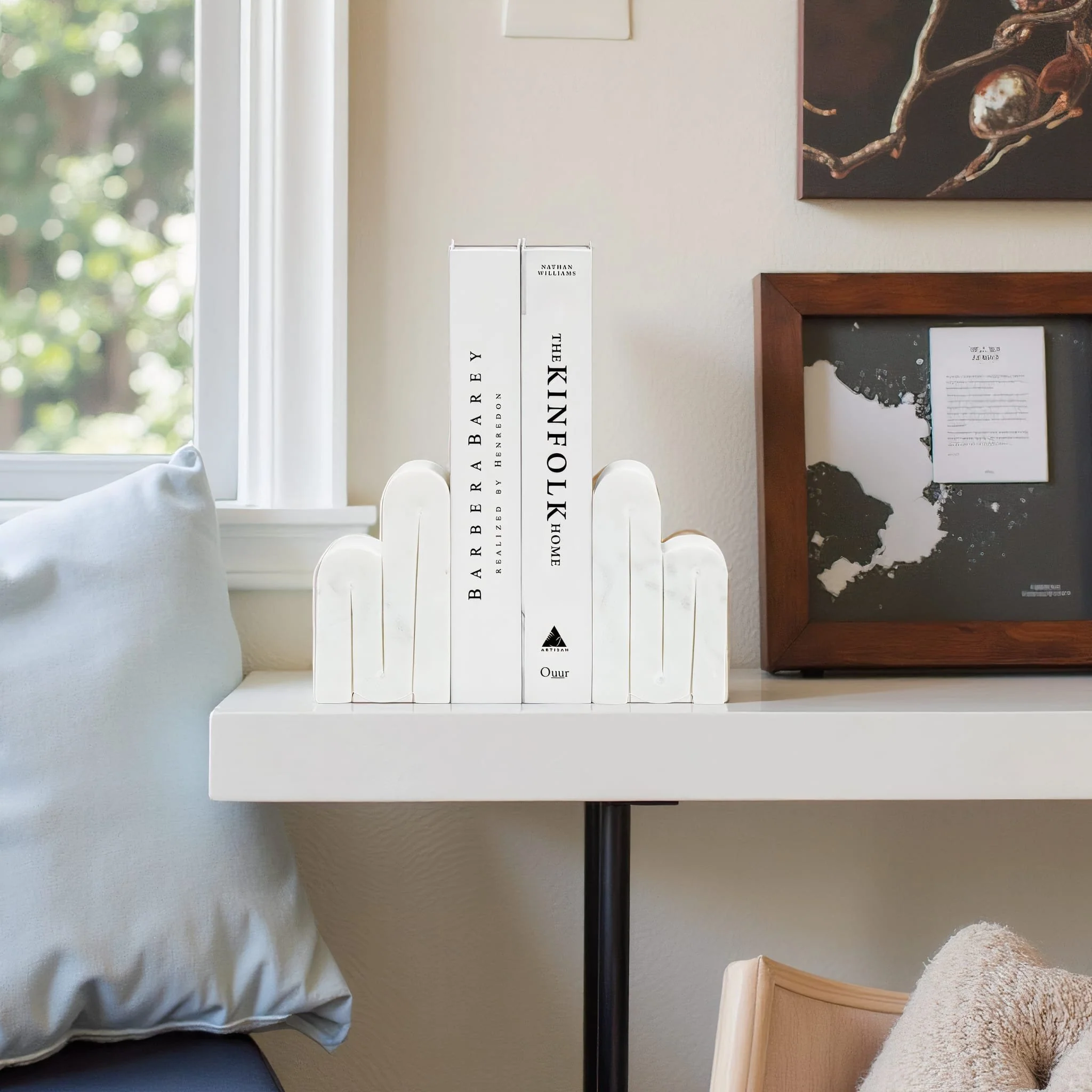 Marble, S/2 6"h Swirly Bookends, White - Image 8